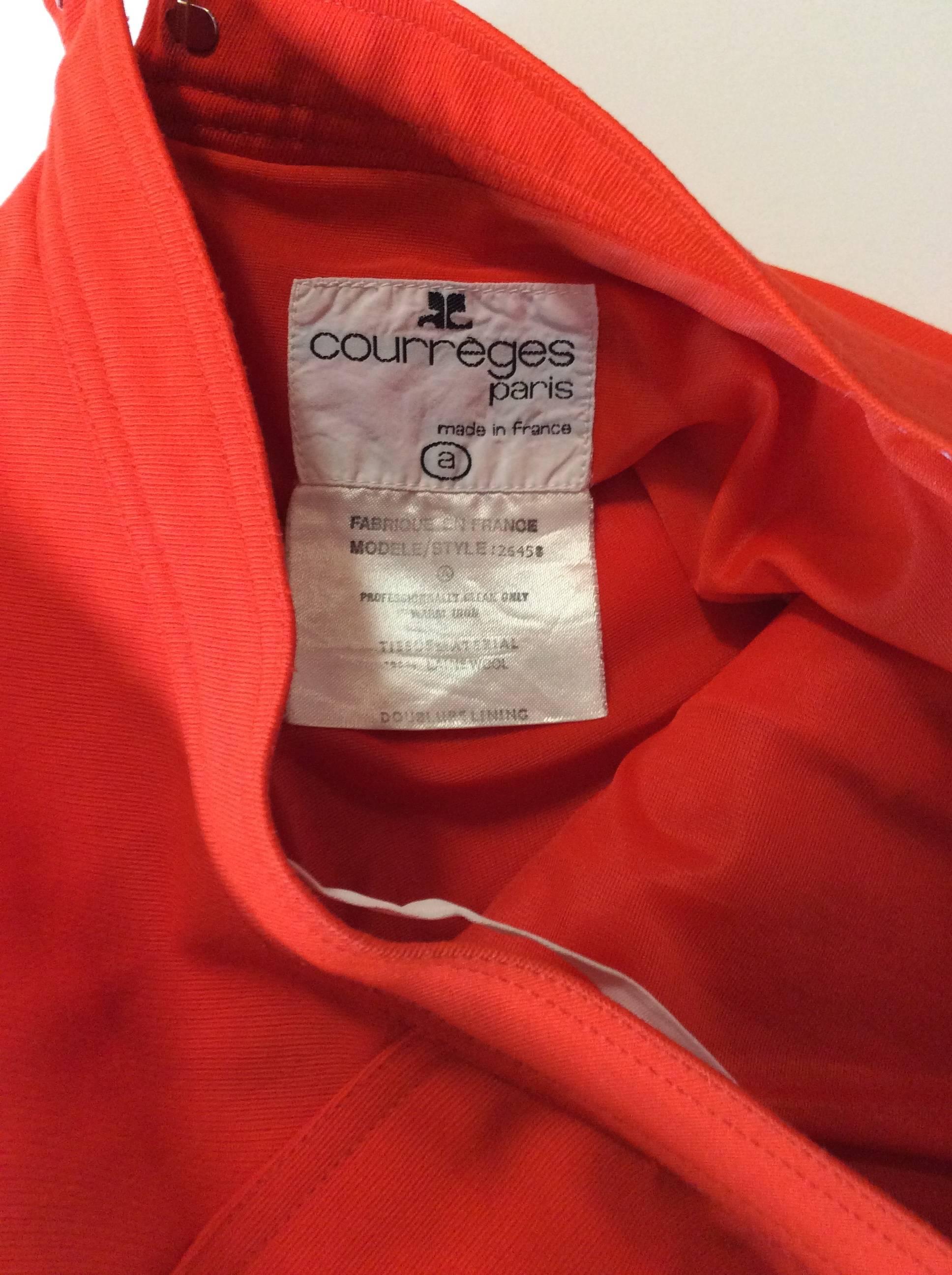 Vintage Courreges Orange Wool Gaberdine Skirt  For Sale 2