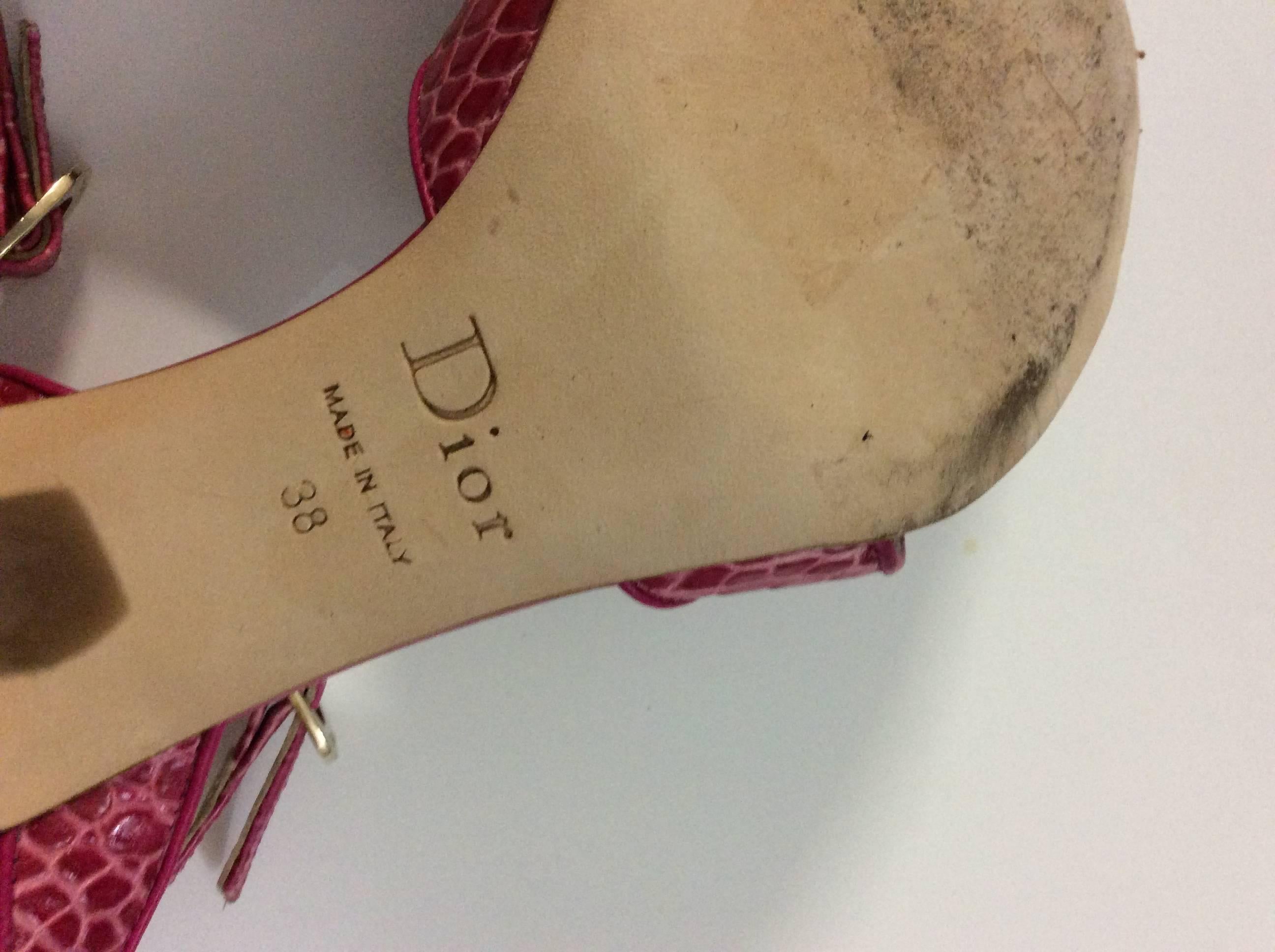 Women's Christian Dior New Magenta Alligator Sandals