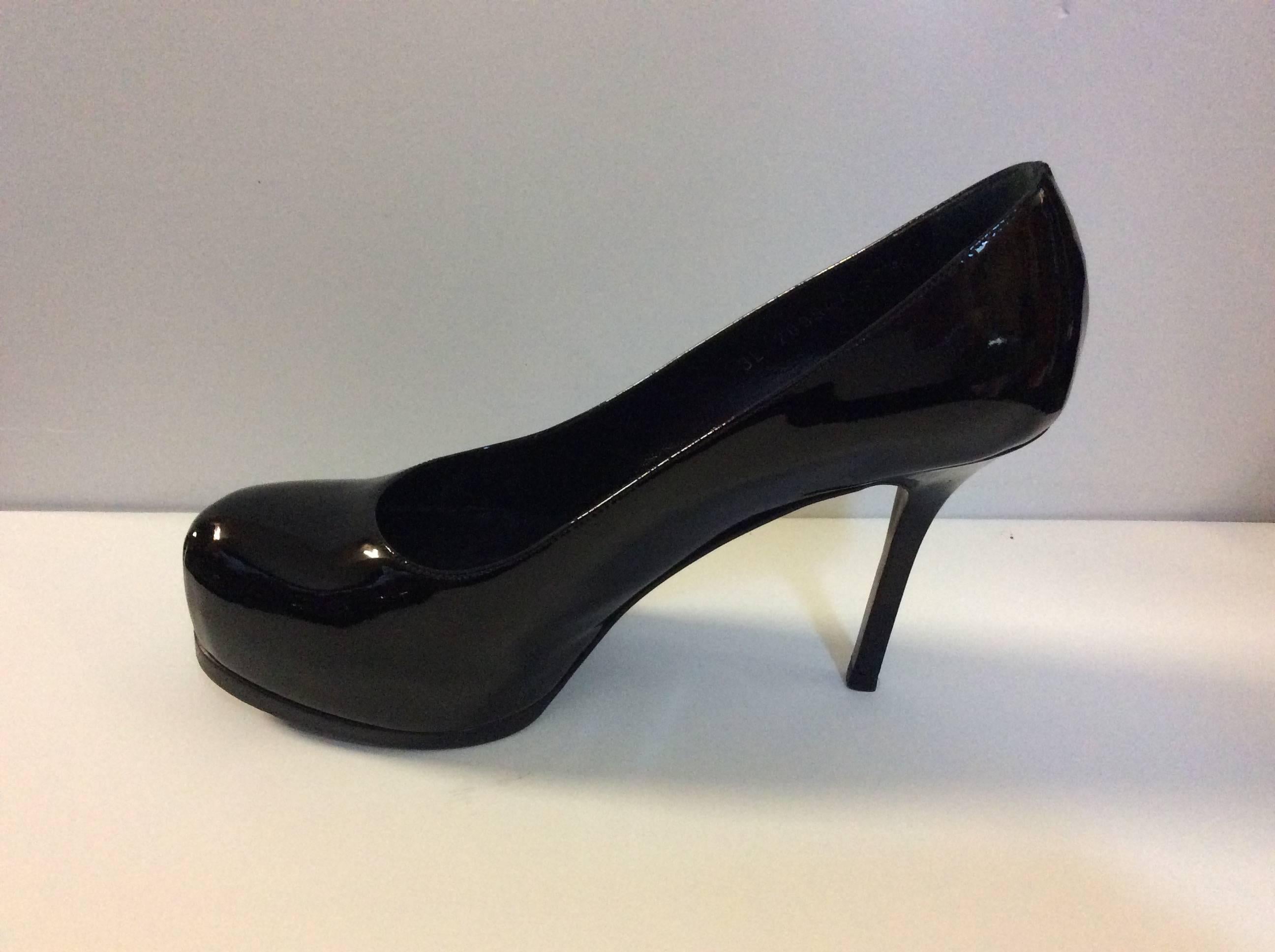 Yves Saint Laurent YSL Tribute Black Patent Leather New 37.5 For Sale 2