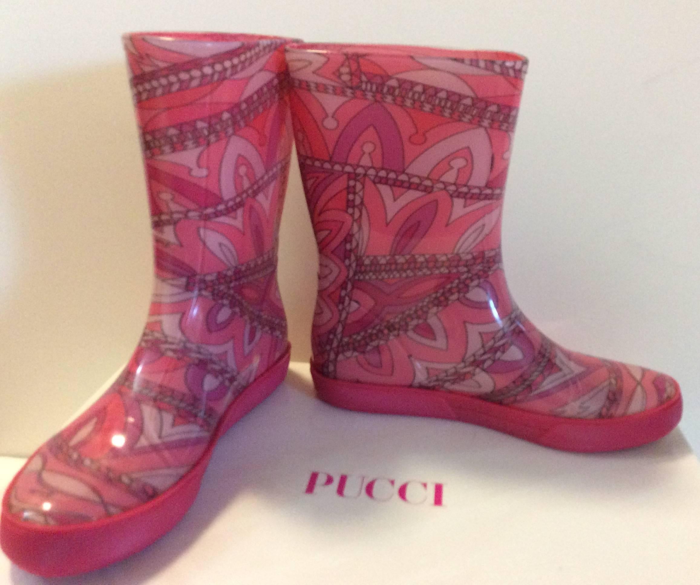 Pink New Emilio Pucci Rain Boots - Size 37 or 38 For Sale