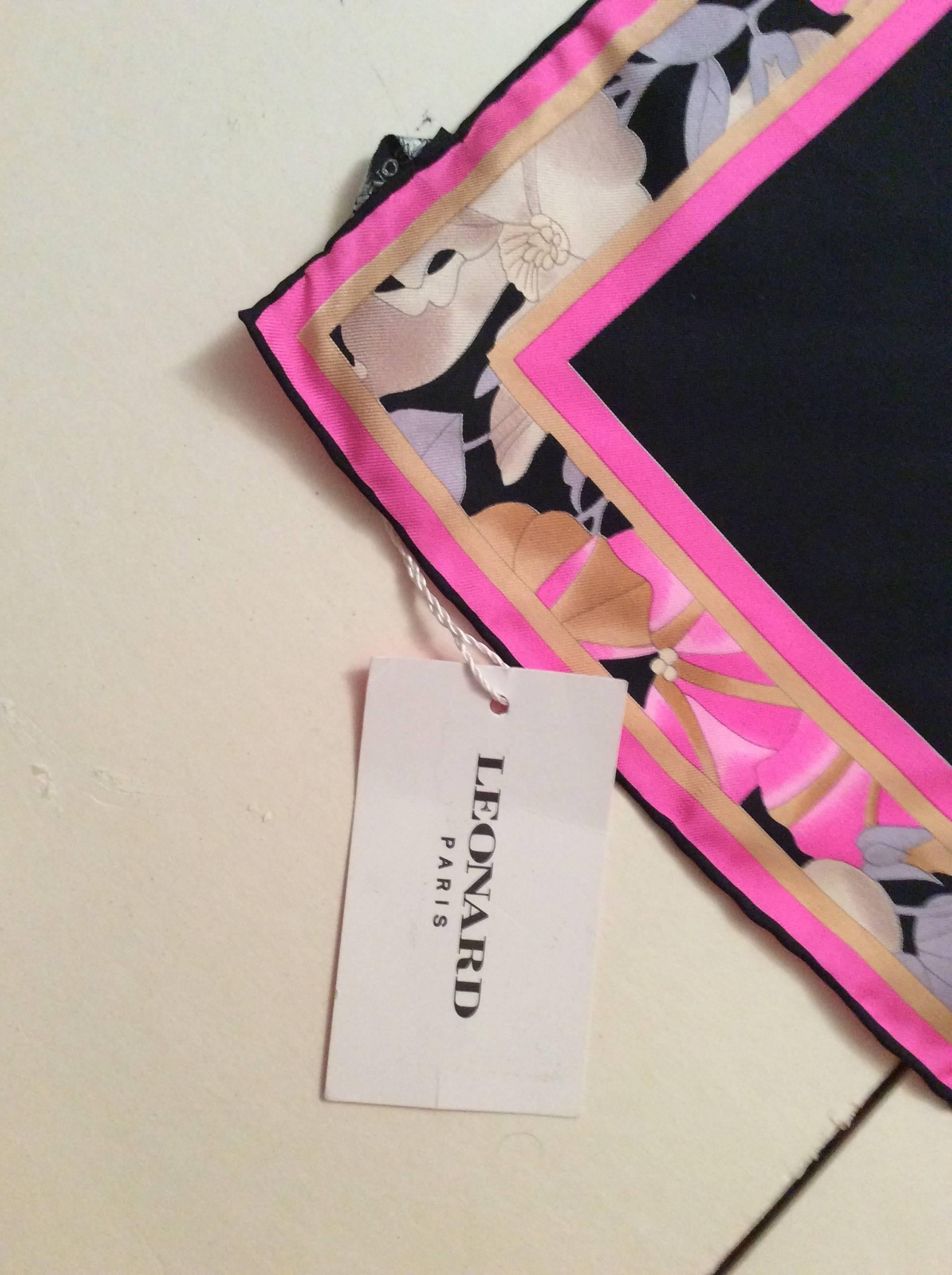 Leonard Silk Scarf - Black and Pink In New Condition For Sale In Boca Raton, FL