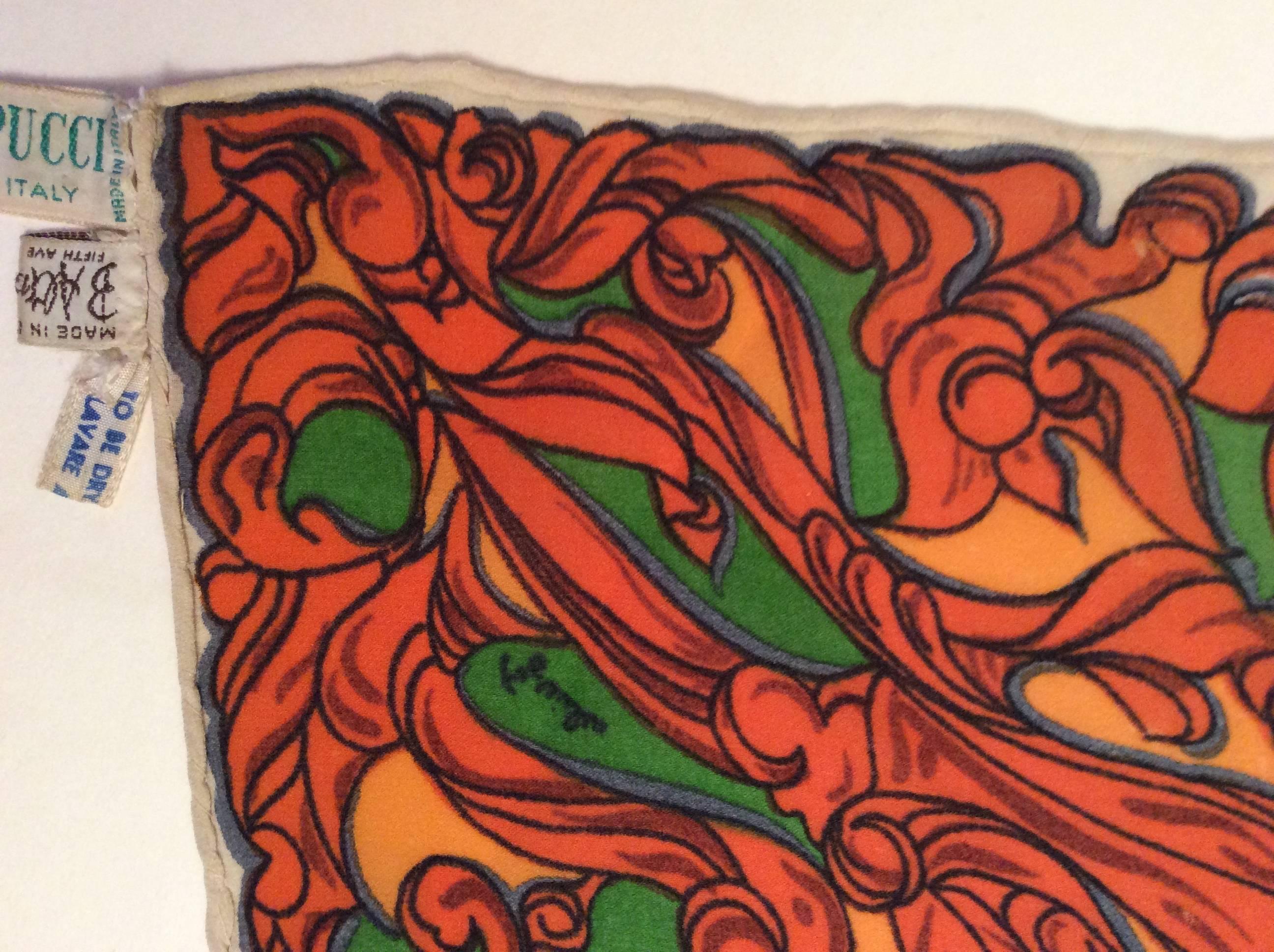 1960's Emilio Pucci Silk Scarf For Sale 2