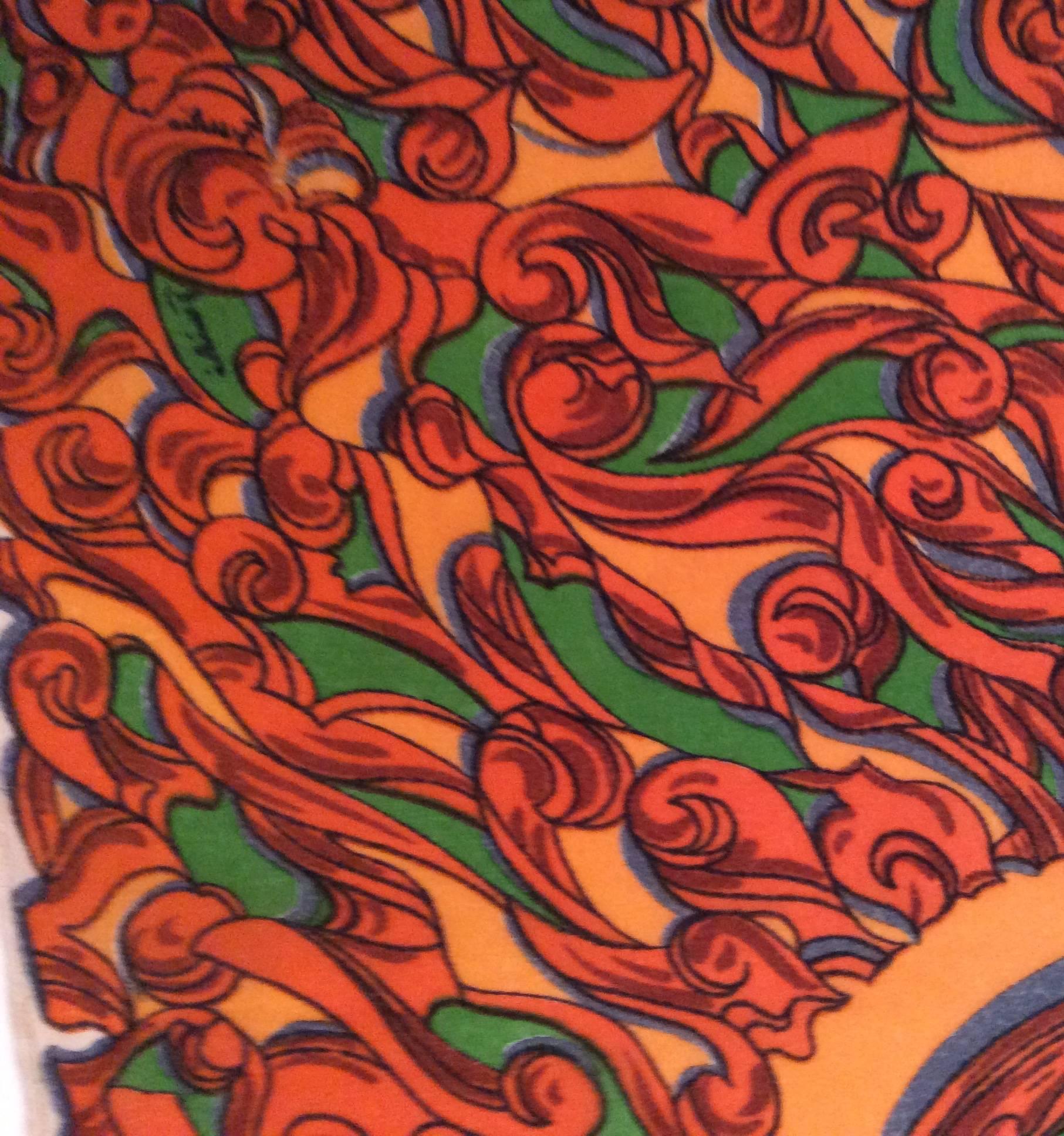 1960's Emilio Pucci Silk Scarf In Good Condition For Sale In Boca Raton, FL