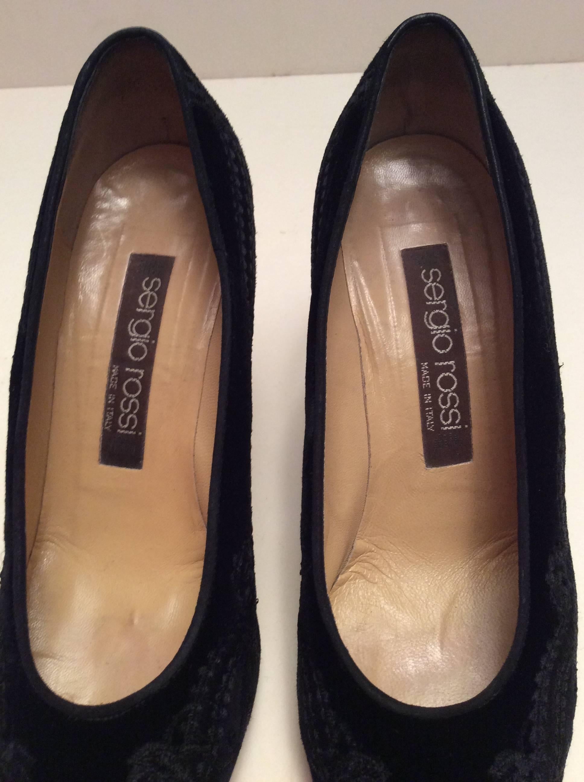 Sergio Rossi Black Suede Pumps - Size 37 1