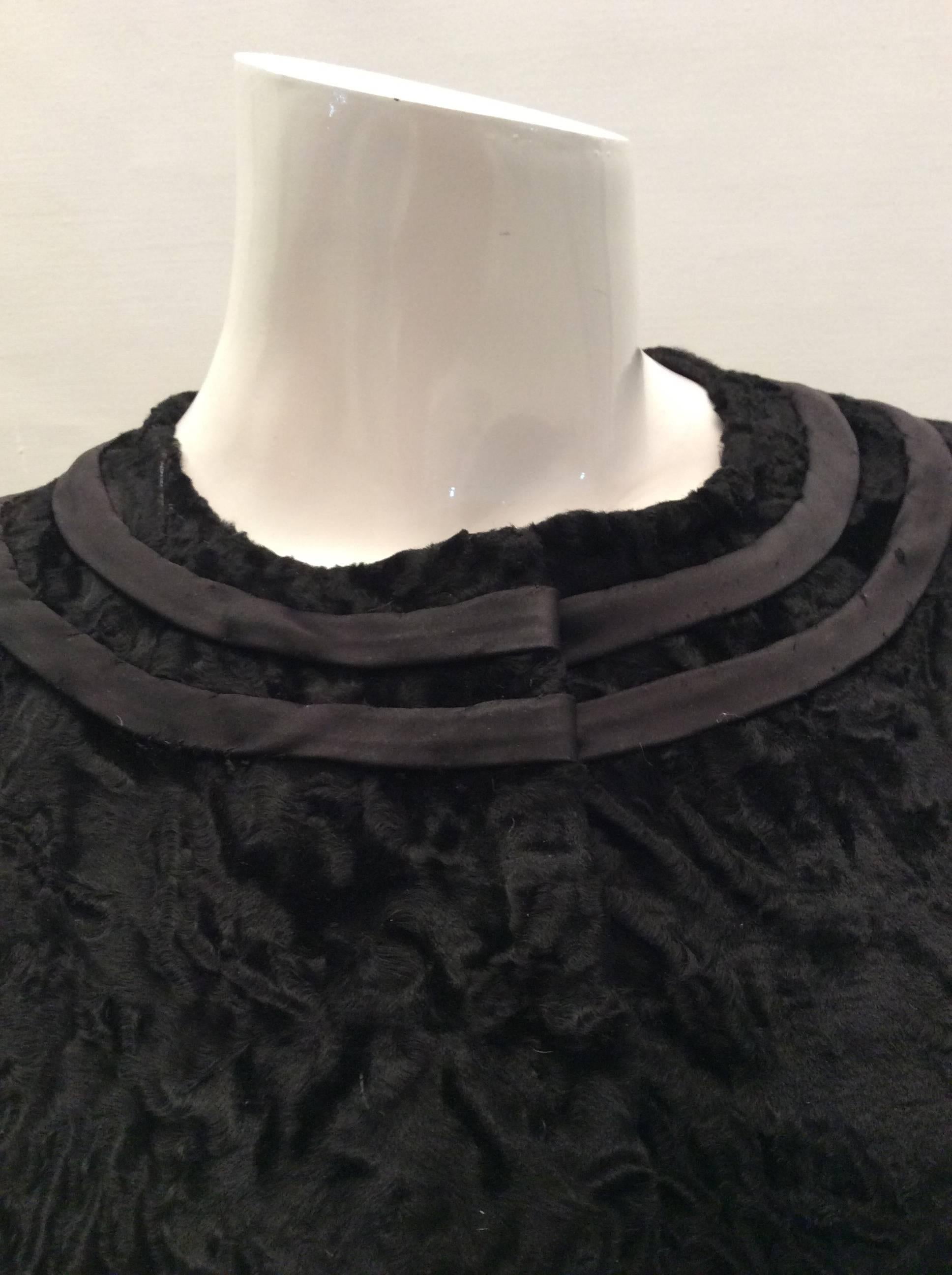 Beautiful 1960's Genuine Persian Lamb Black Dress - Rare - 8 -14 For Sale 2