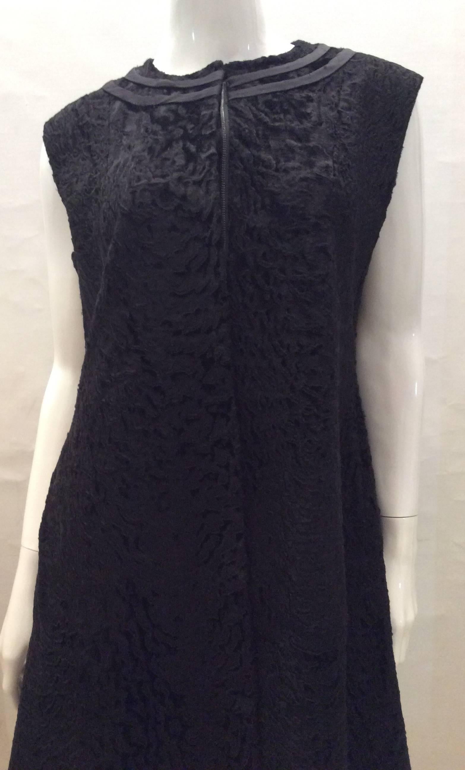 Beautiful 1960's Genuine Persian Lamb Black Dress - Rare - 8 -14 For Sale 1