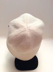 Chanel White Boucle Hat with Gold Tone Camellia