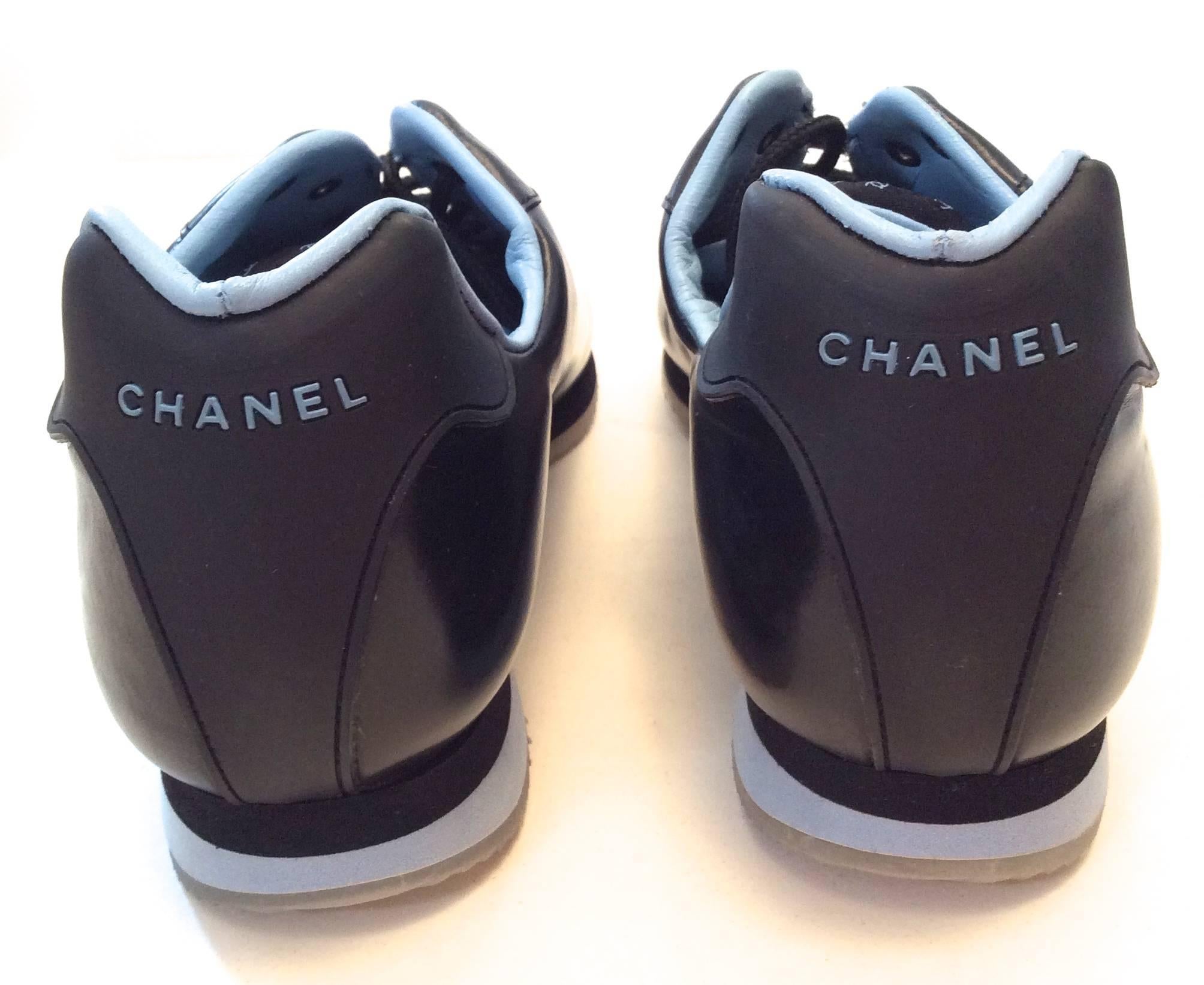 New Chanel Black Sneakers - Size 35.5 In New Condition For Sale In Boca Raton, FL