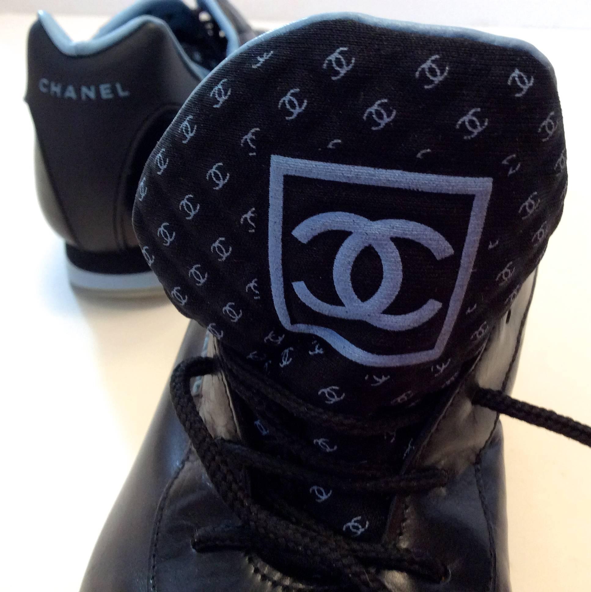 Women's New Chanel Black Sneakers - Size 35.5 For Sale