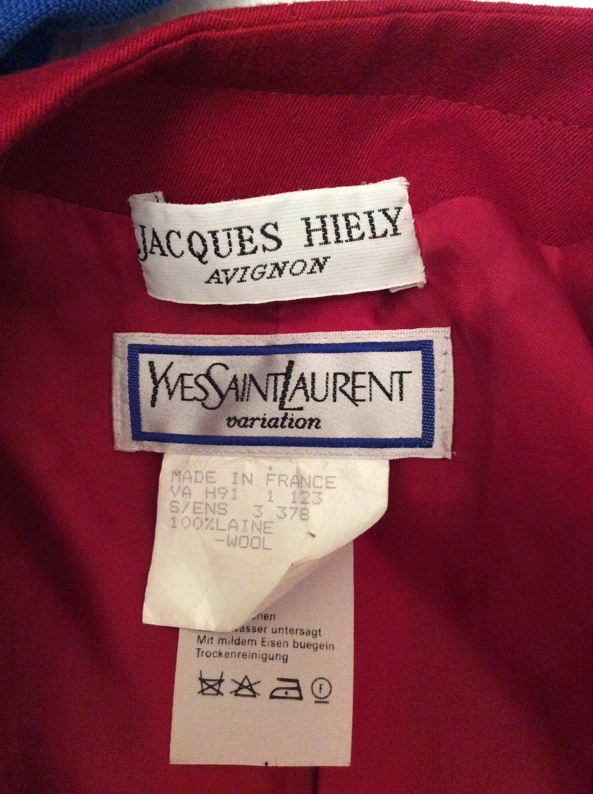 Yves Saint Laurent Red Blazer - Fab Buttons - 1980's For Sale 3