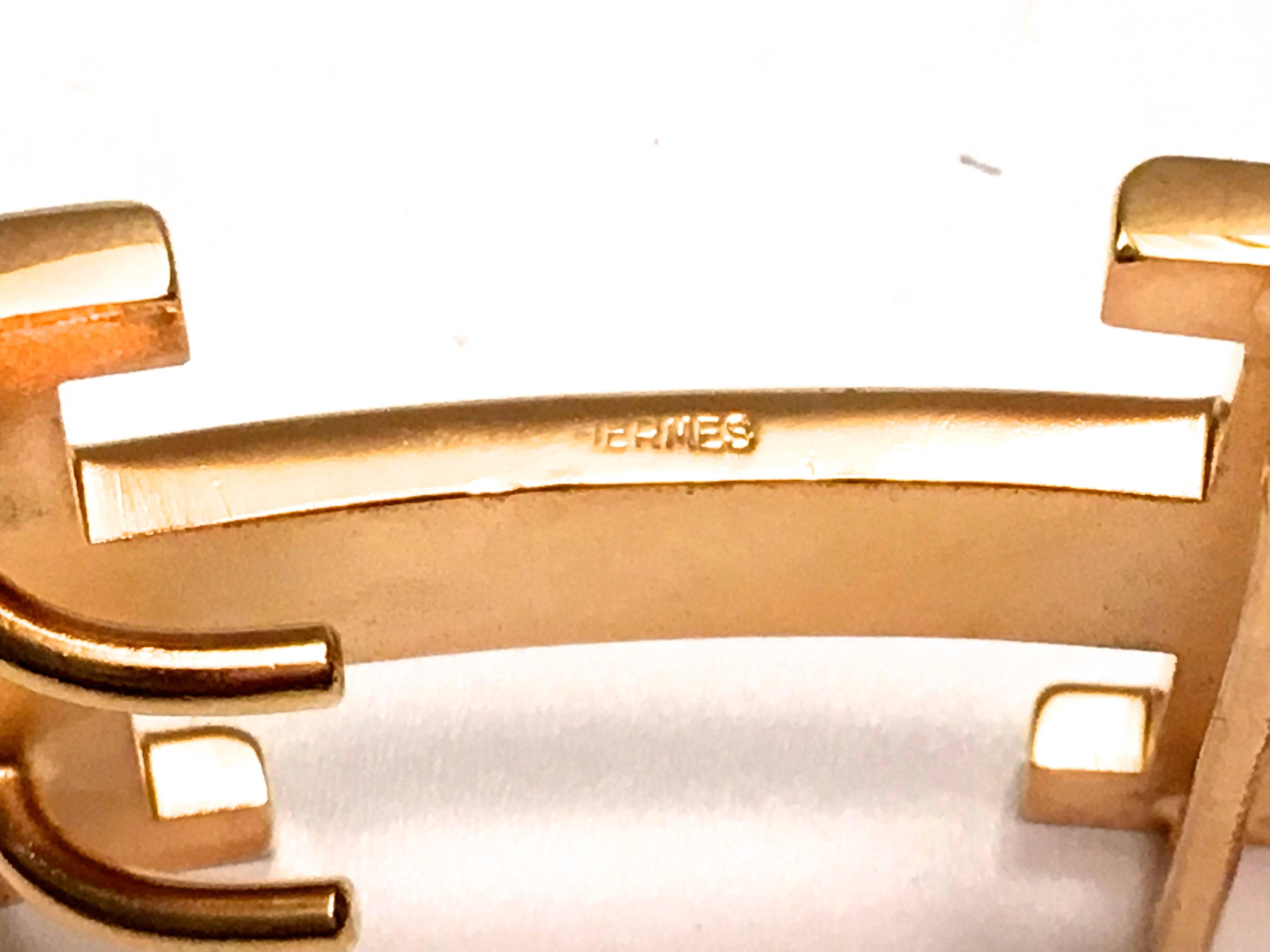 Vintage Hermes Gold Tone 'H' Crocodile Belt  For Sale 2