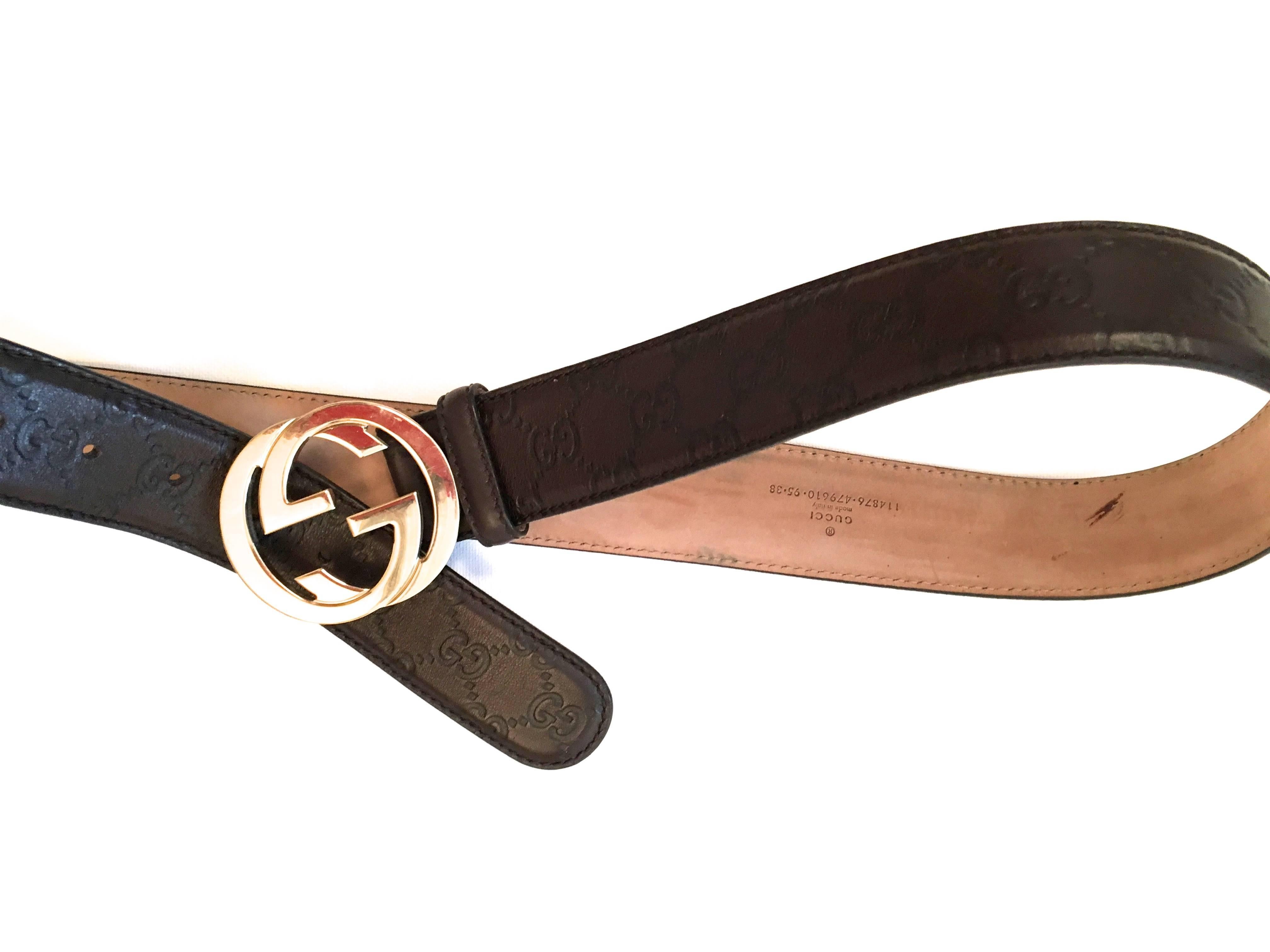 Men's Gucci Brown Leather Belt - Like New 7
