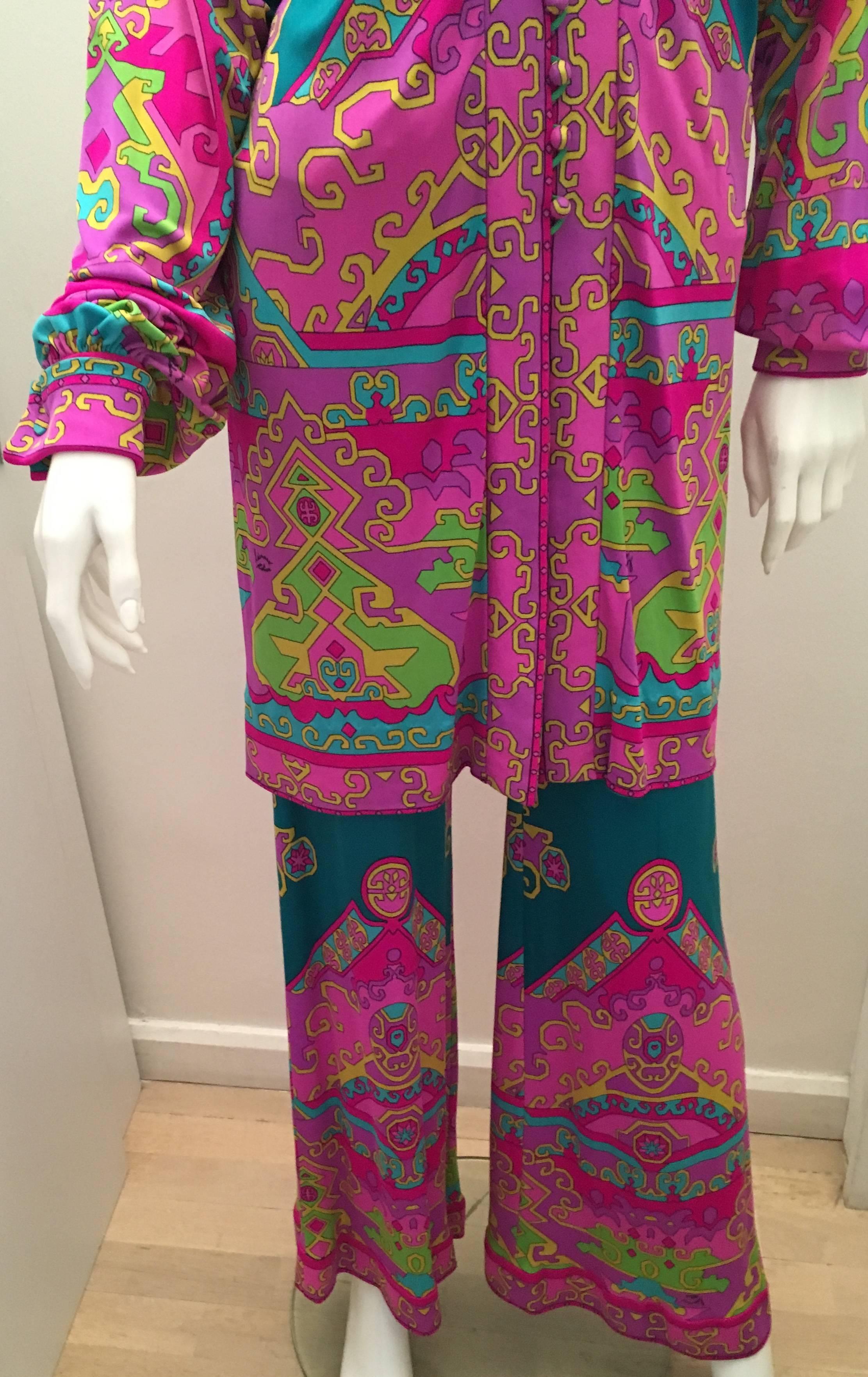 Fabulous 1970's Leonard Tunic and Palazzo Pant Suit For Sale 3