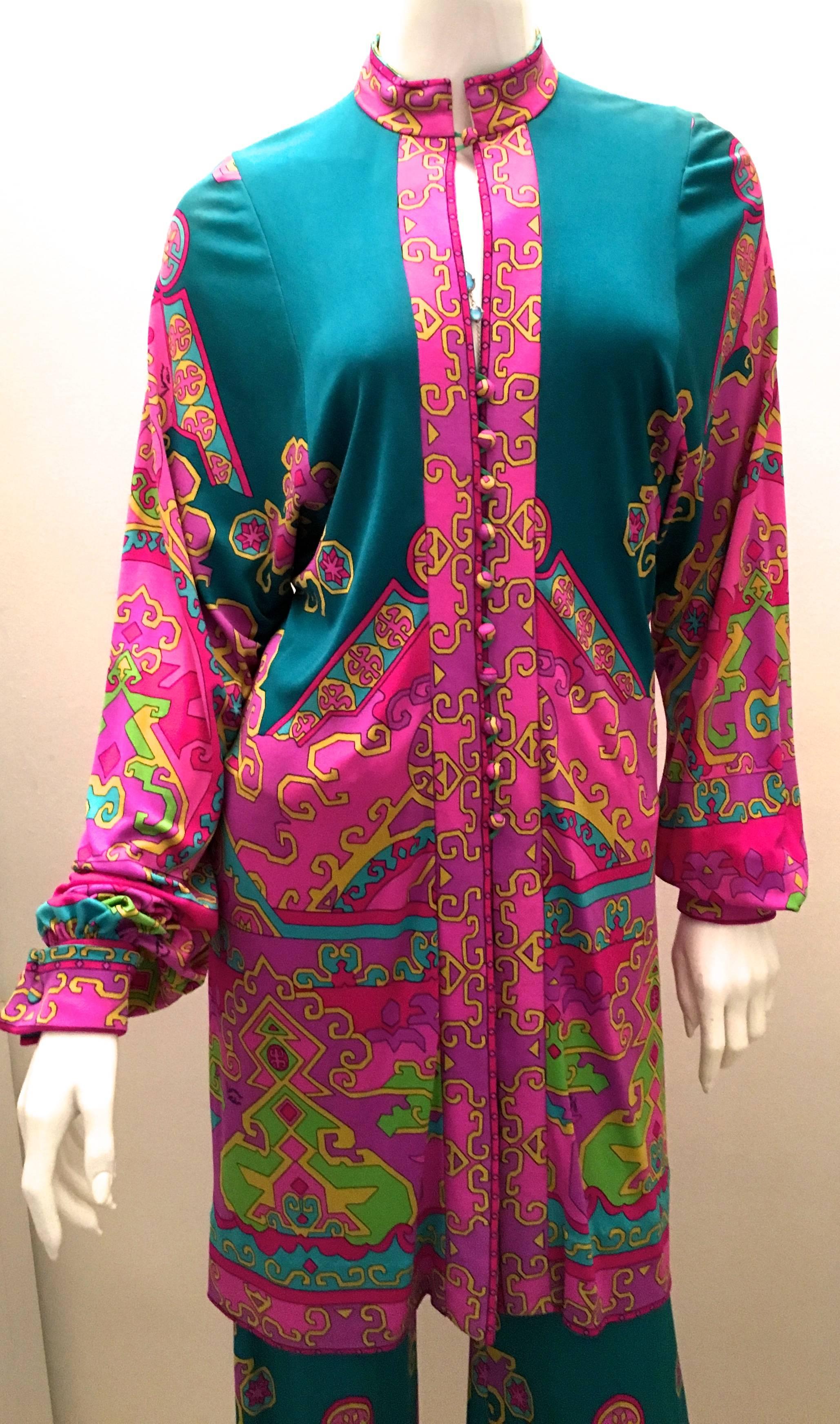 Fabulous 1970's Leonard Tunic and Palazzo Pant Suit For Sale 1