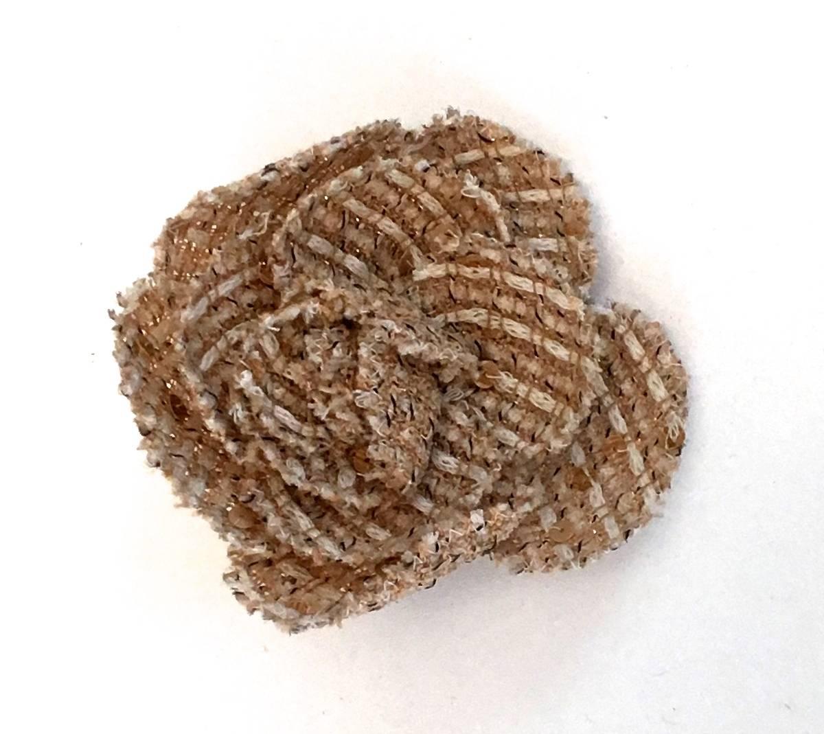 Chanel Boucle Camellia Pin - Cream and Beige In Excellent Condition For Sale In Boca Raton, FL