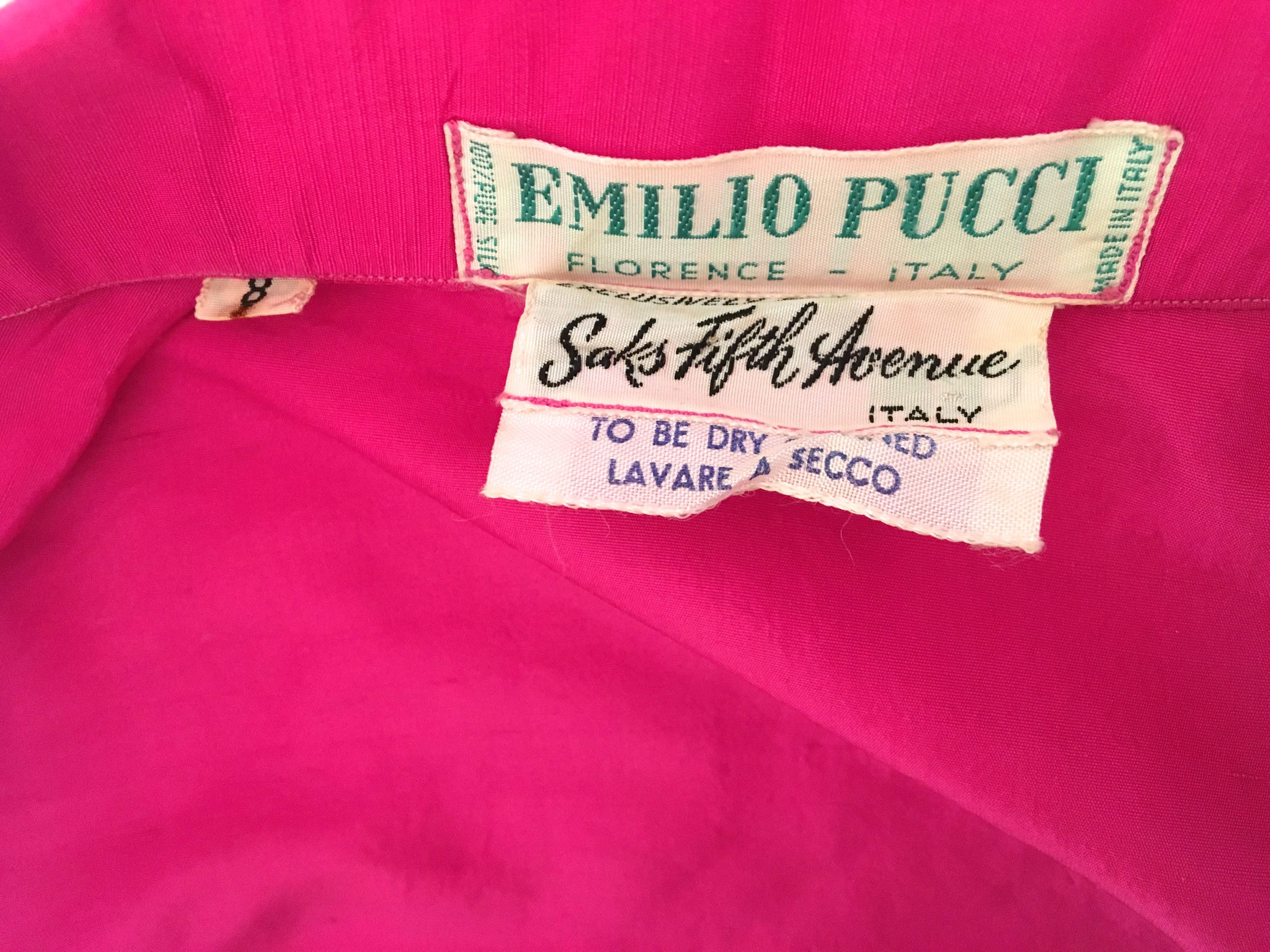 Emilio Pucci Silk Magenta Blouse - 1960's For Sale 3