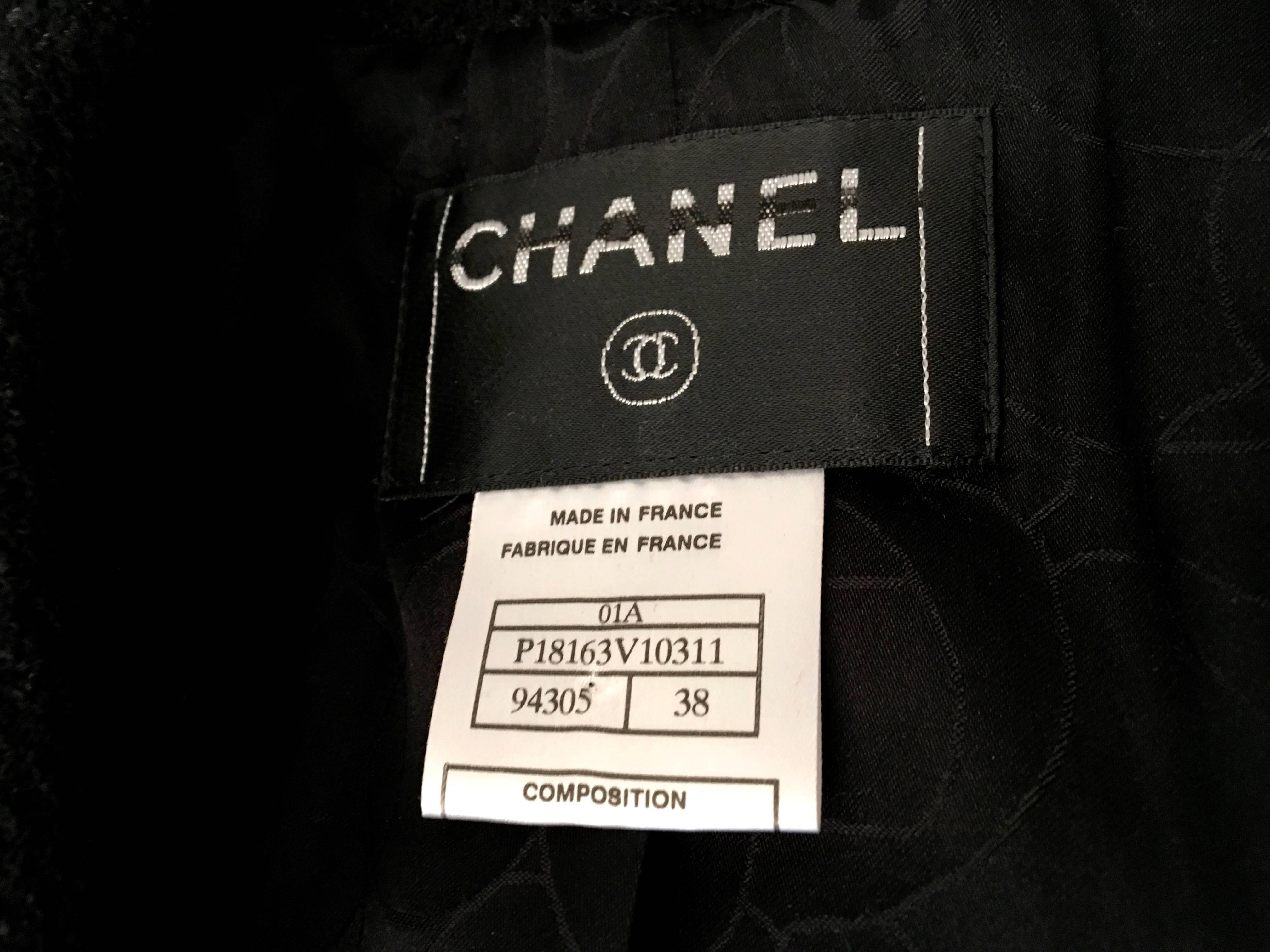 Magnificent Chanel Long Black Coat - Size 38 5