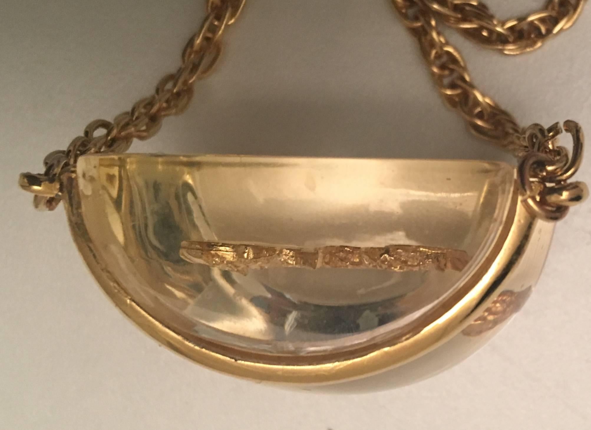 Women's 1970's Lucite Fish Bowl Necklace For Sale
