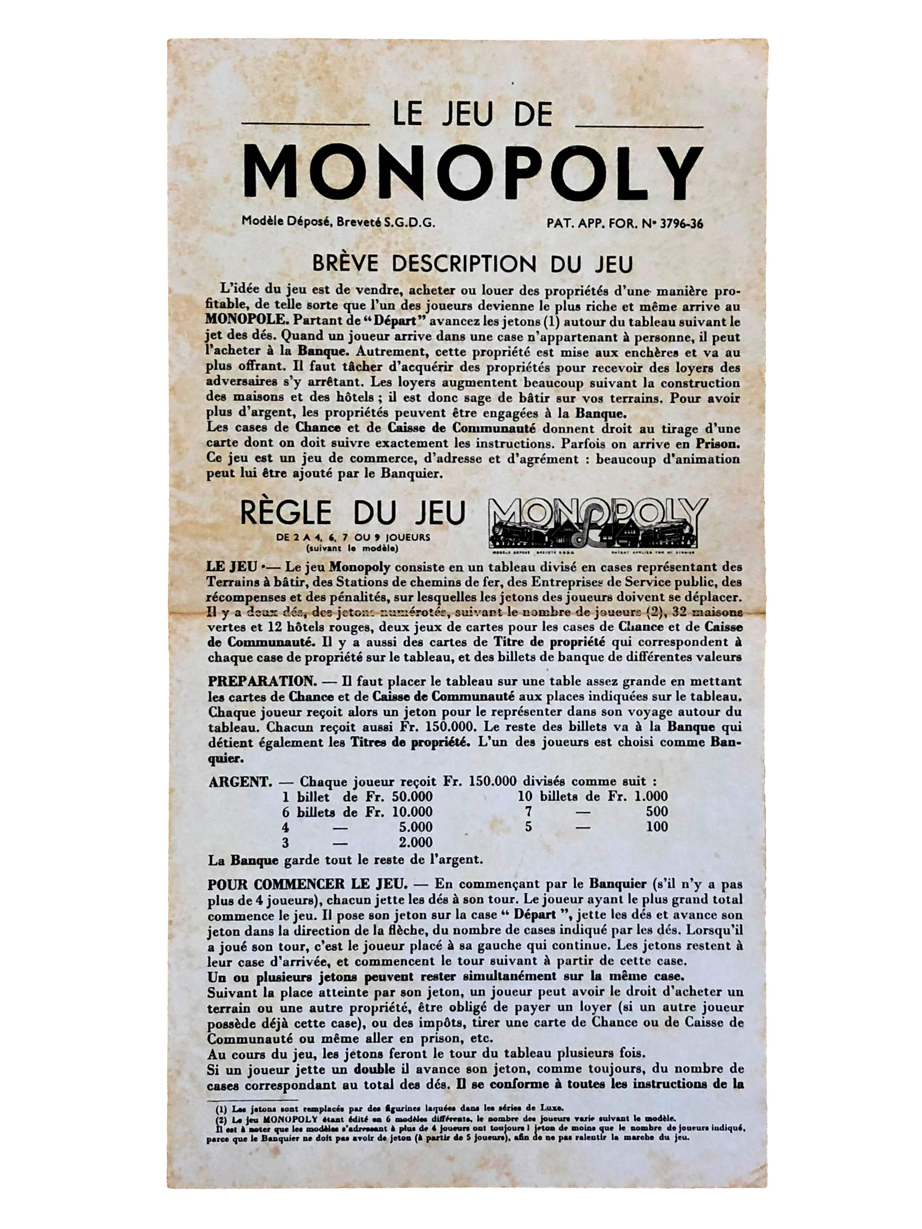Vintage Monopoly Game - 1957 - French Edition - Rare For Sale 4