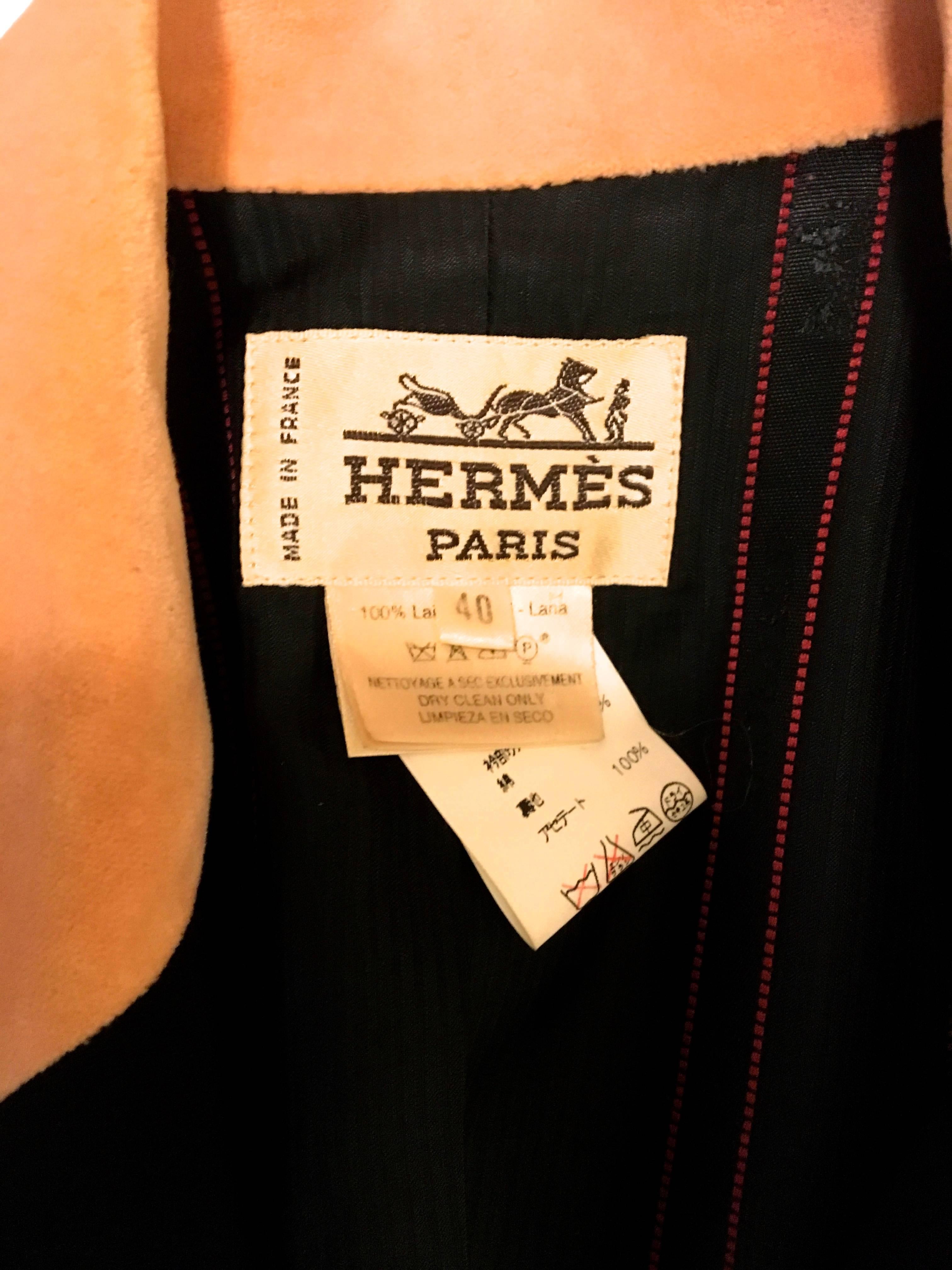 Women's Vintage Hermes Blazer with Velvet Collar  For Sale
