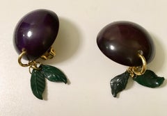 Bakelite Necklace Grape with Matching Earrings Jan Carlin