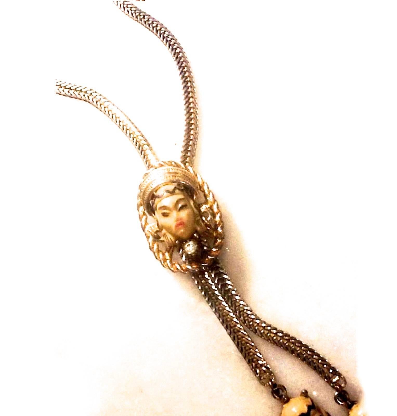 Women's Asian Princess Necklace / Lariat - Gold Tone Chain For Sale