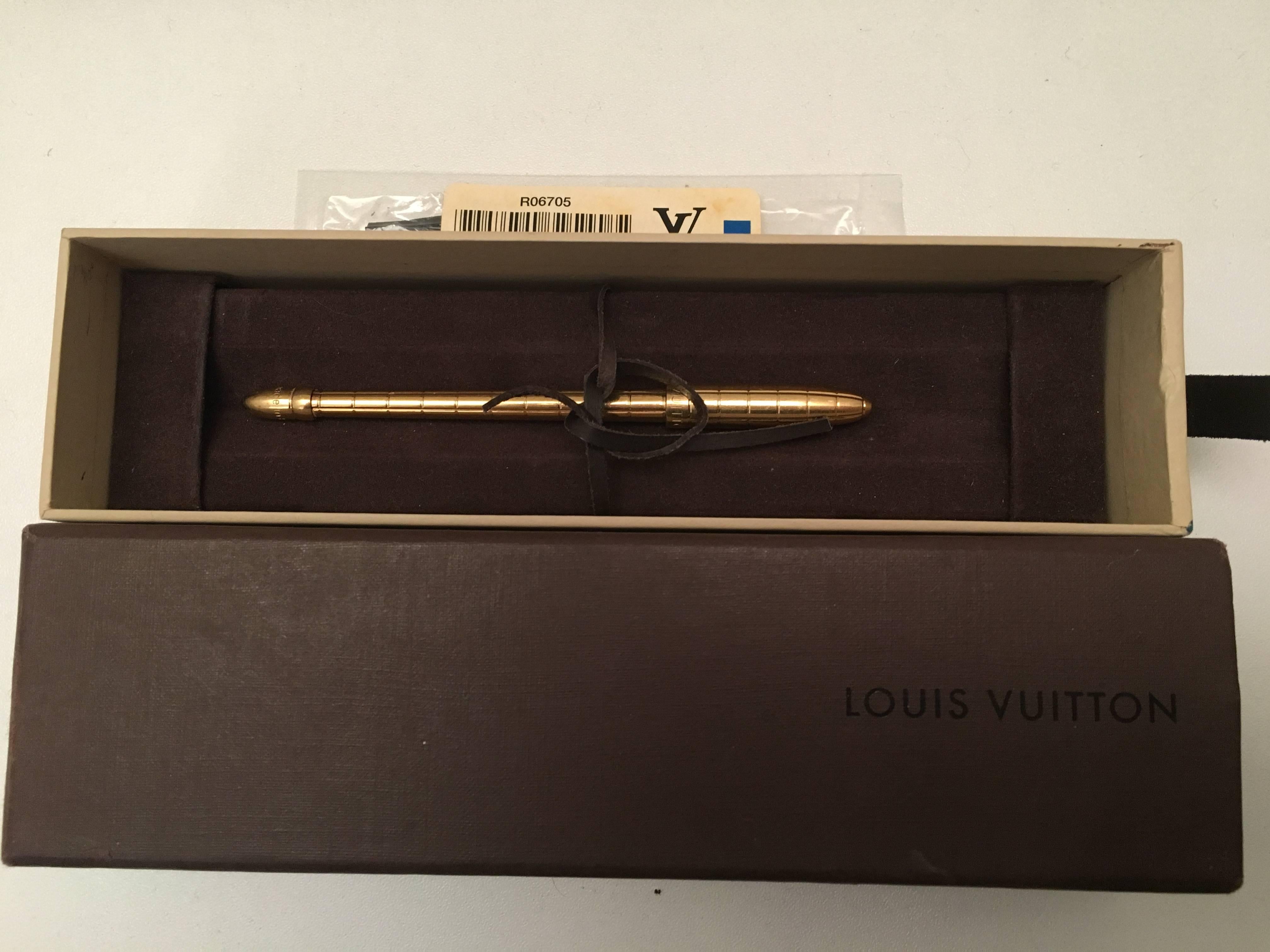 New Louis Vuitton Golden Agenda Ballpoint Pen w/ Refill 1