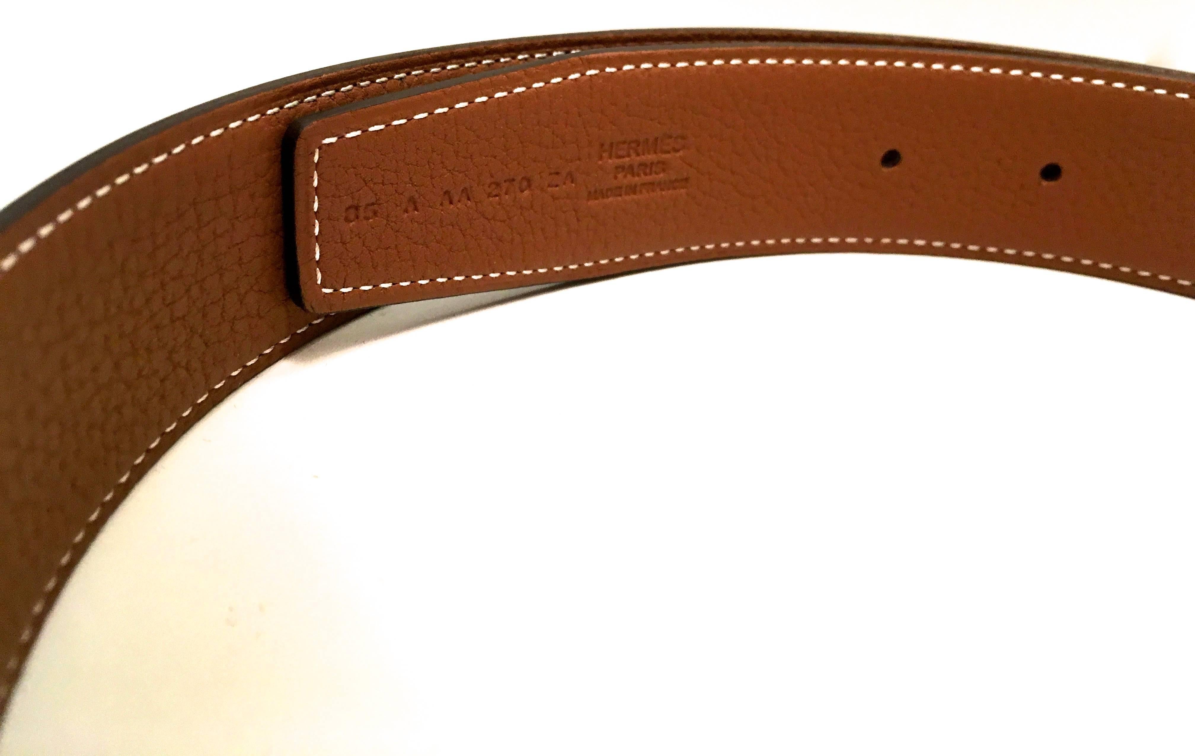 Hermes Leather Belt Strap - Black and Gold  3