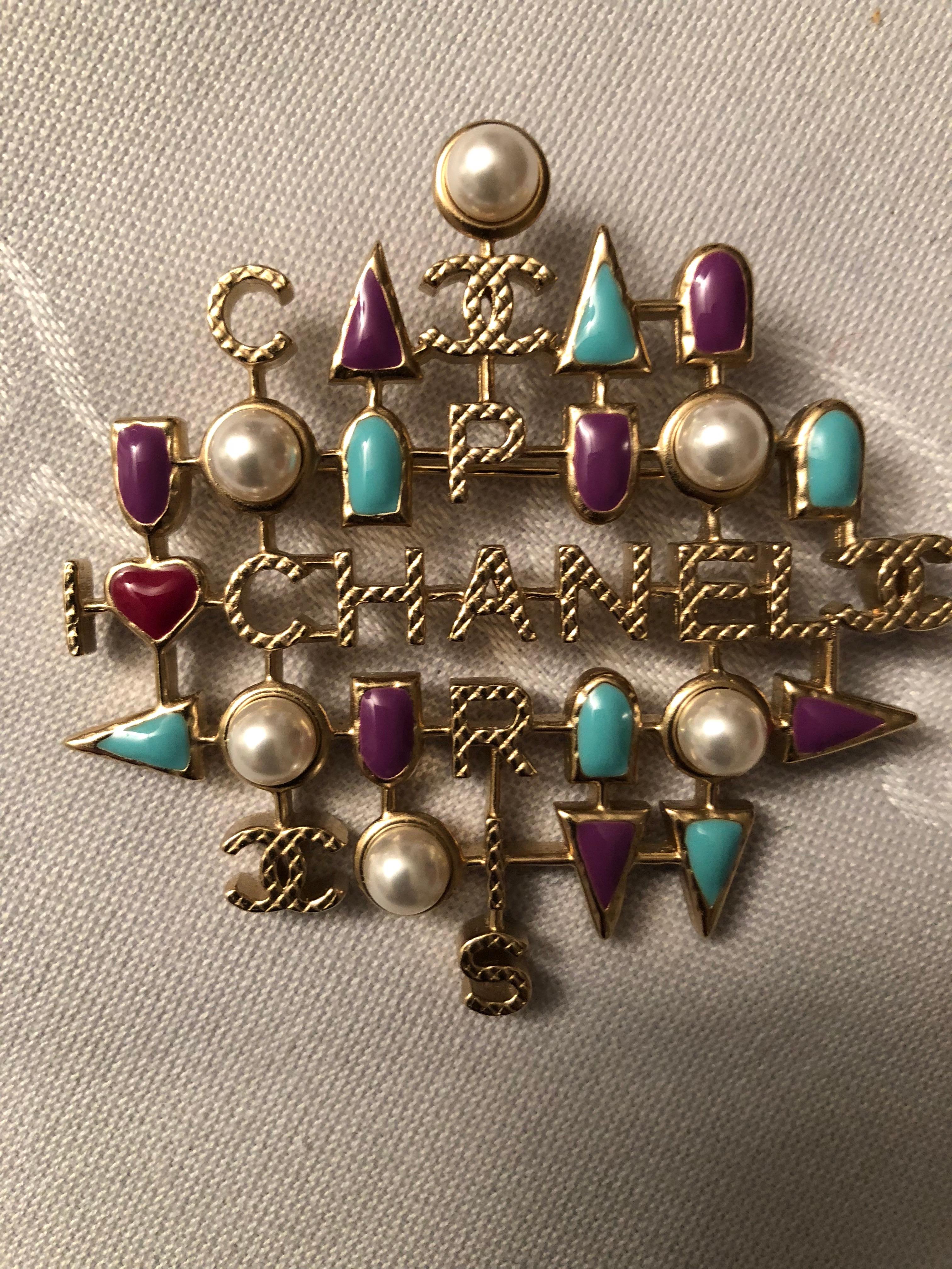 Chanel Pearl and Multi colored stones Brooch / Pin   3