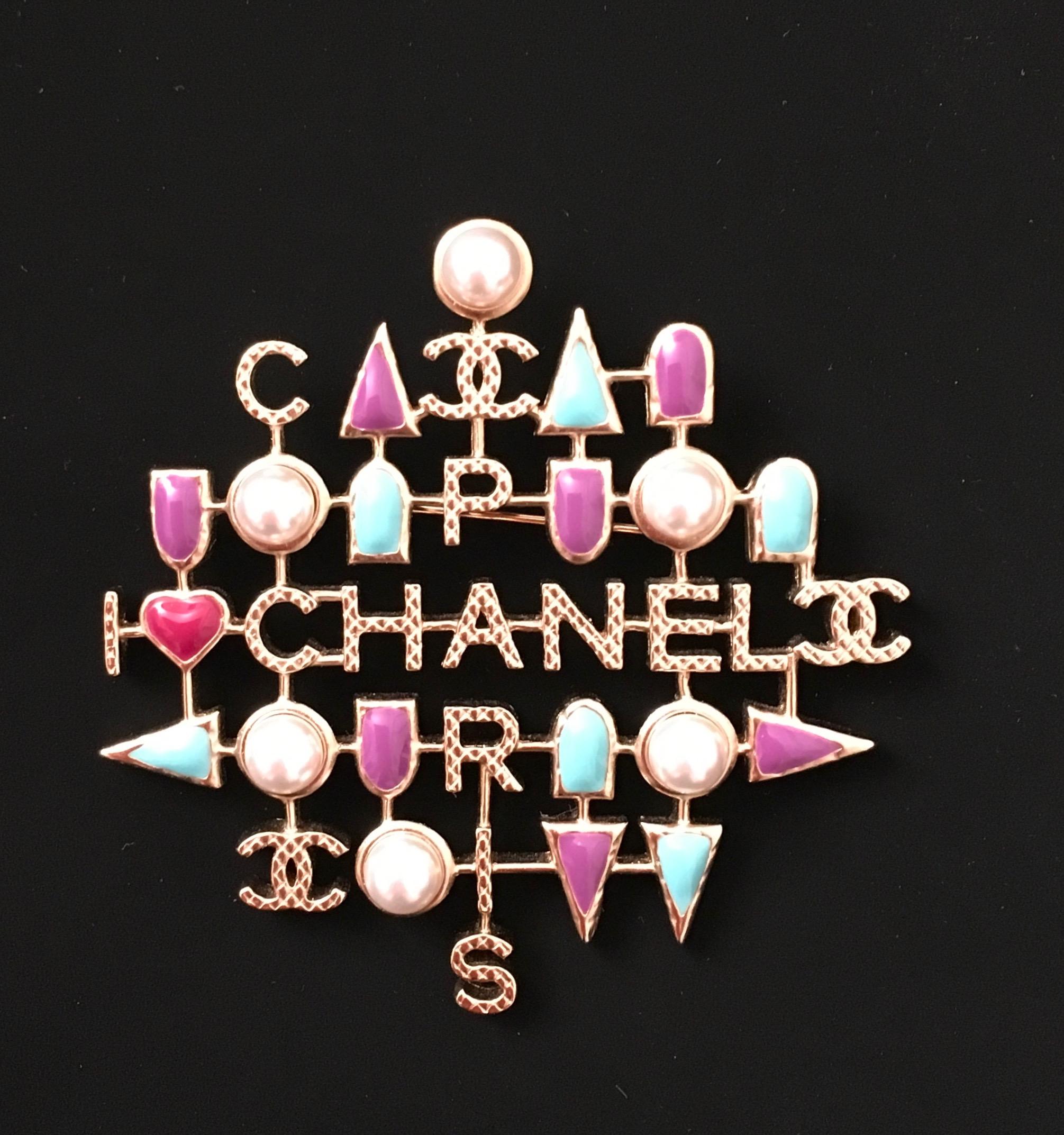 Beige Chanel Pearl and Multi colored stones Brooch / Pin  