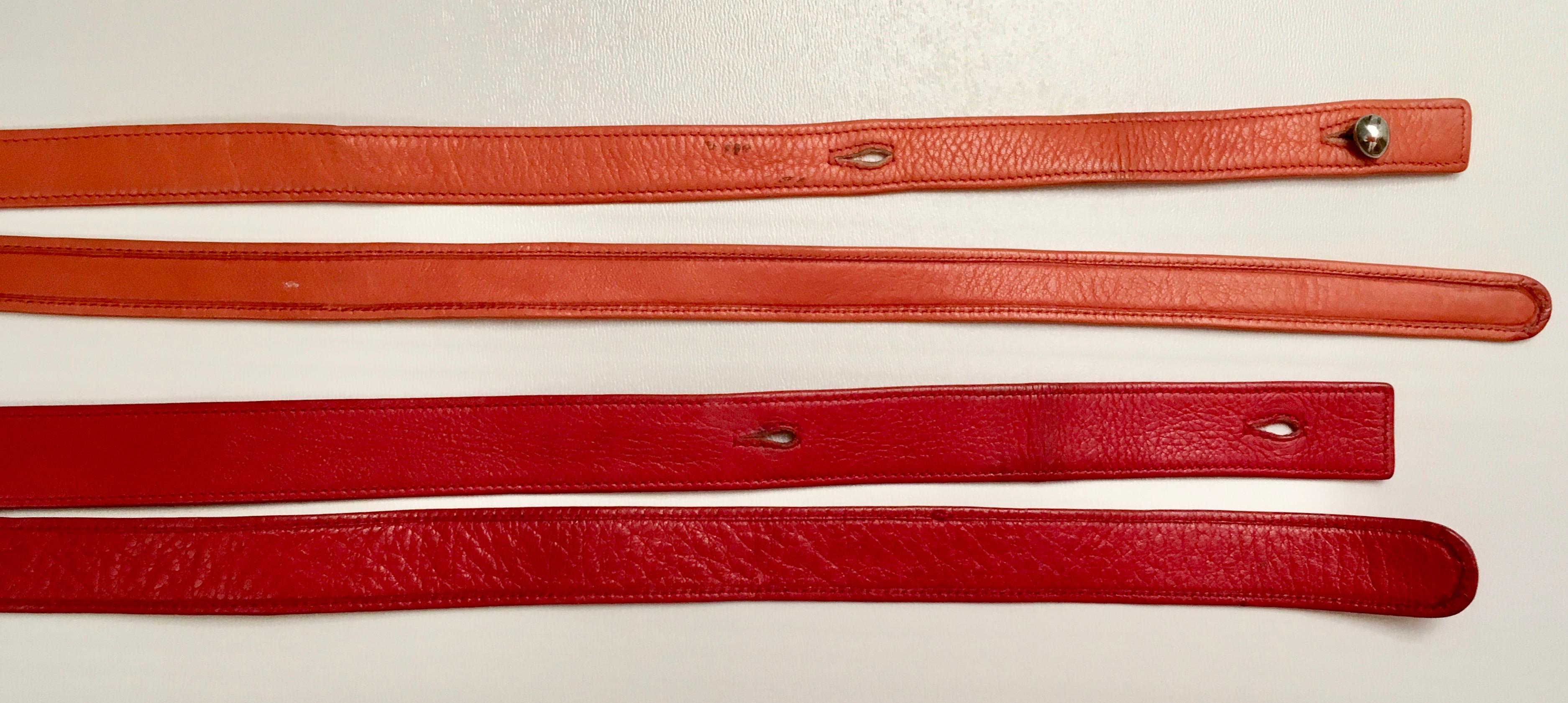 Red Tiffany Elsa Peretti Belt Sterling Heart W/ Original Straps 1970's For Sale
