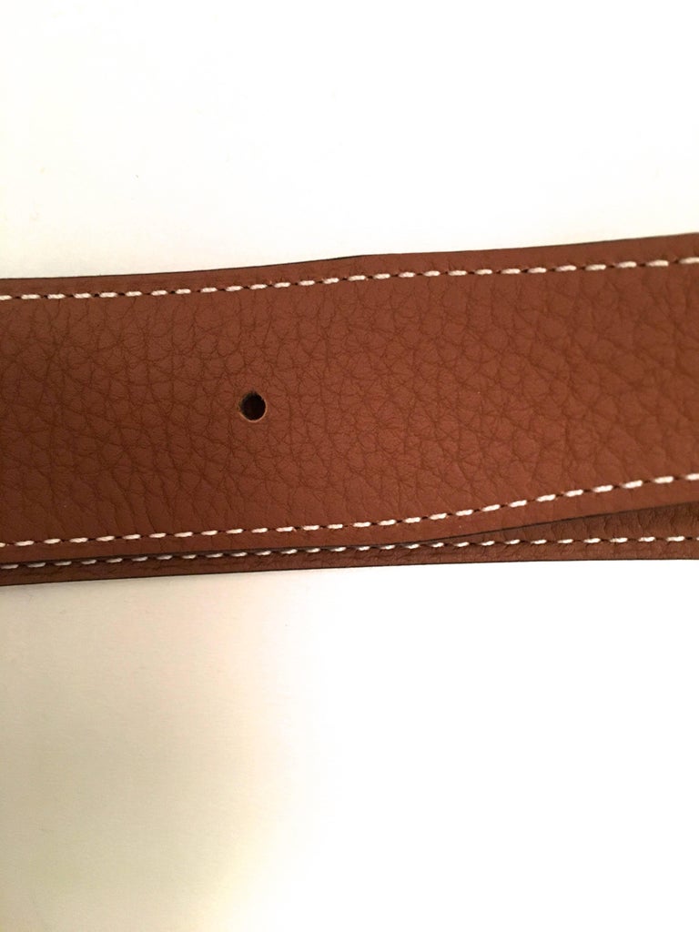 Hermes Leather Belt Strap Black and Gold For Sale at 1stDibs
