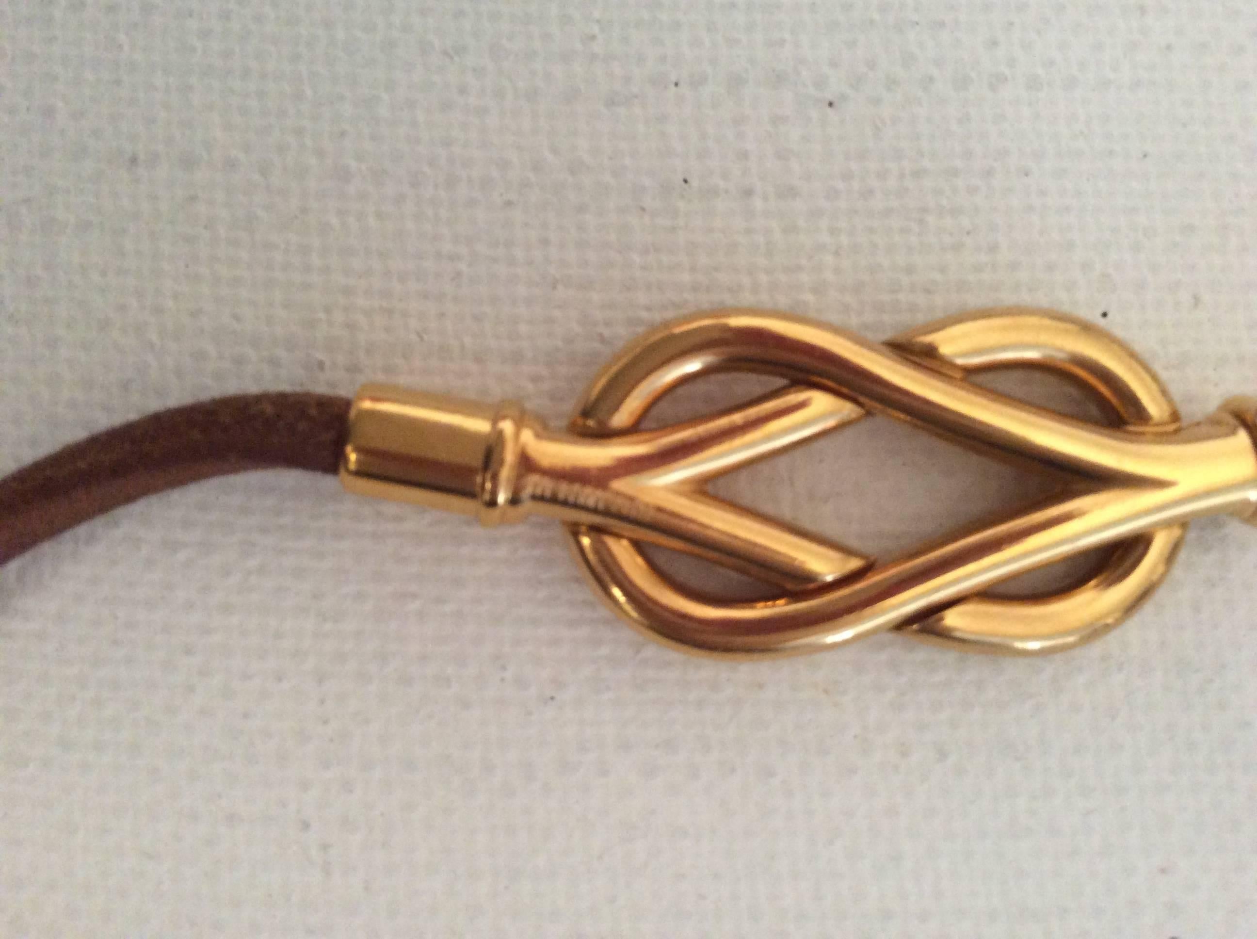 Hermes Gold Tone Love Knot Necklace In Excellent Condition In Boca Raton, FL