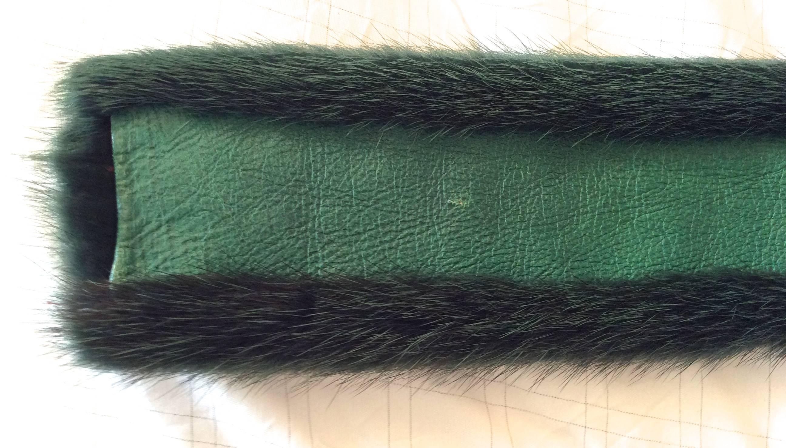 Black Ted Lapidus Green Mink Fur Coat