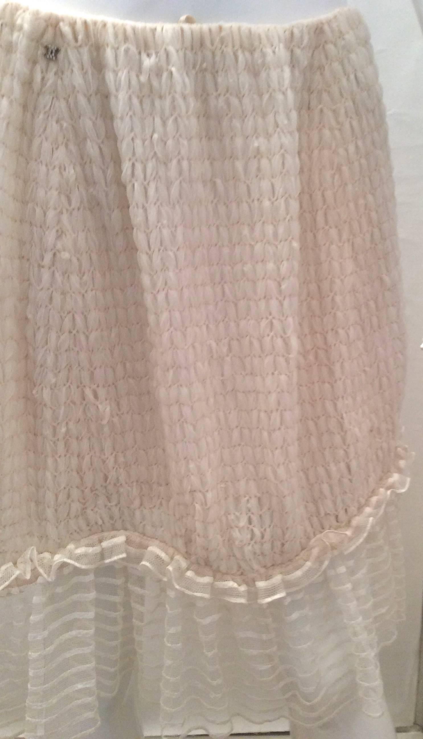 Brown Cream Chanel Evening Skirt - 01P - Size 42