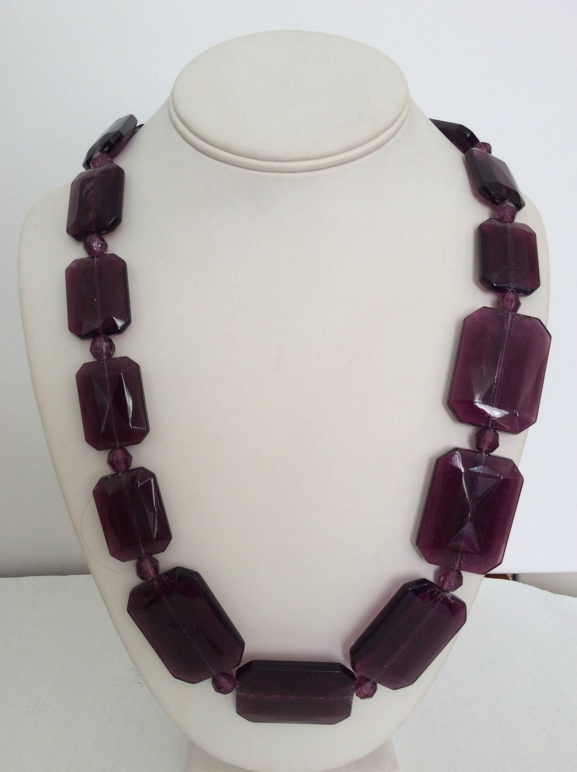 Kenneth J. Lane KJL  Purple Lucite Necklace For Sale 1