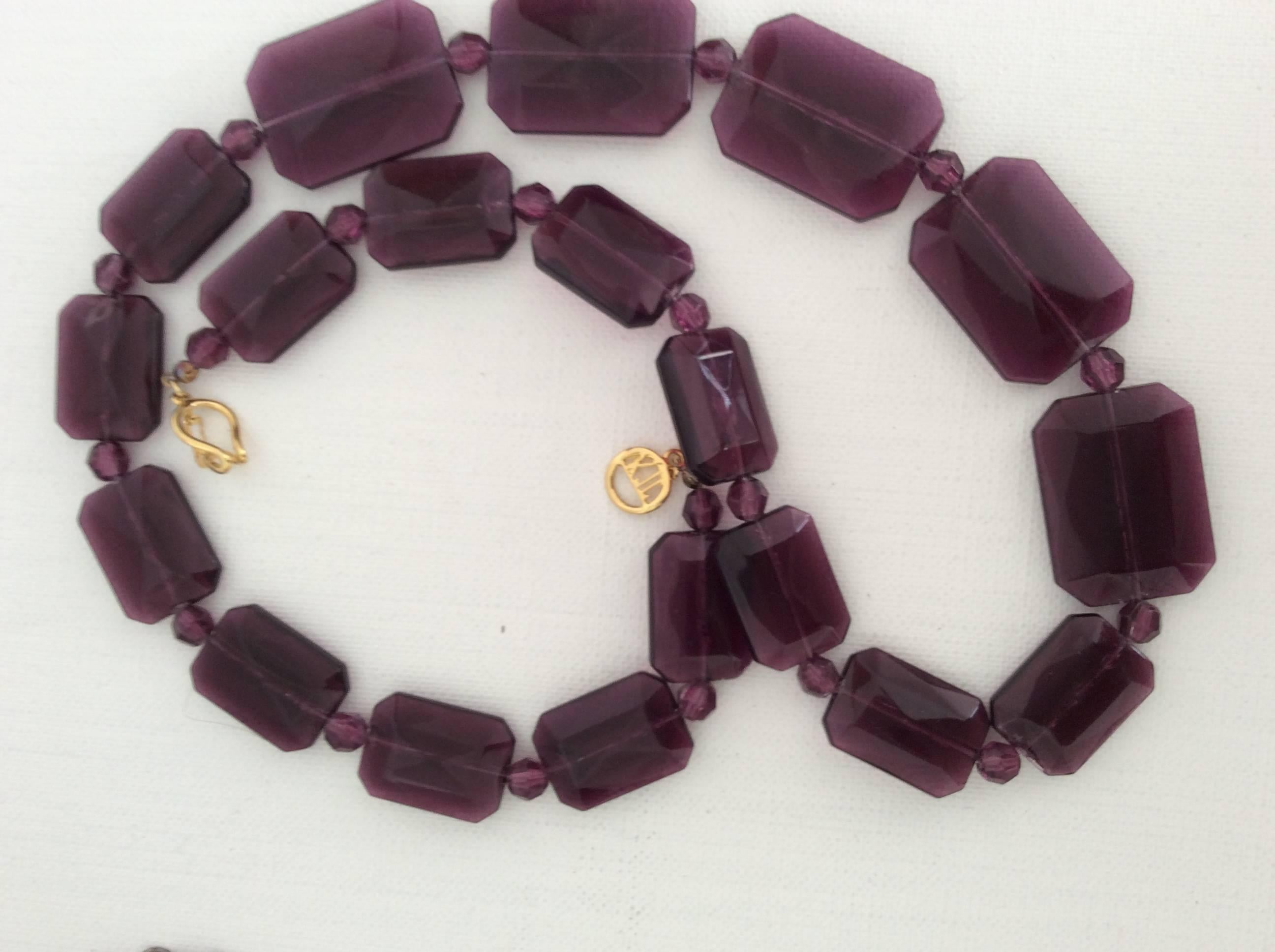 Women's Kenneth J. Lane KJL  Purple Lucite Necklace For Sale