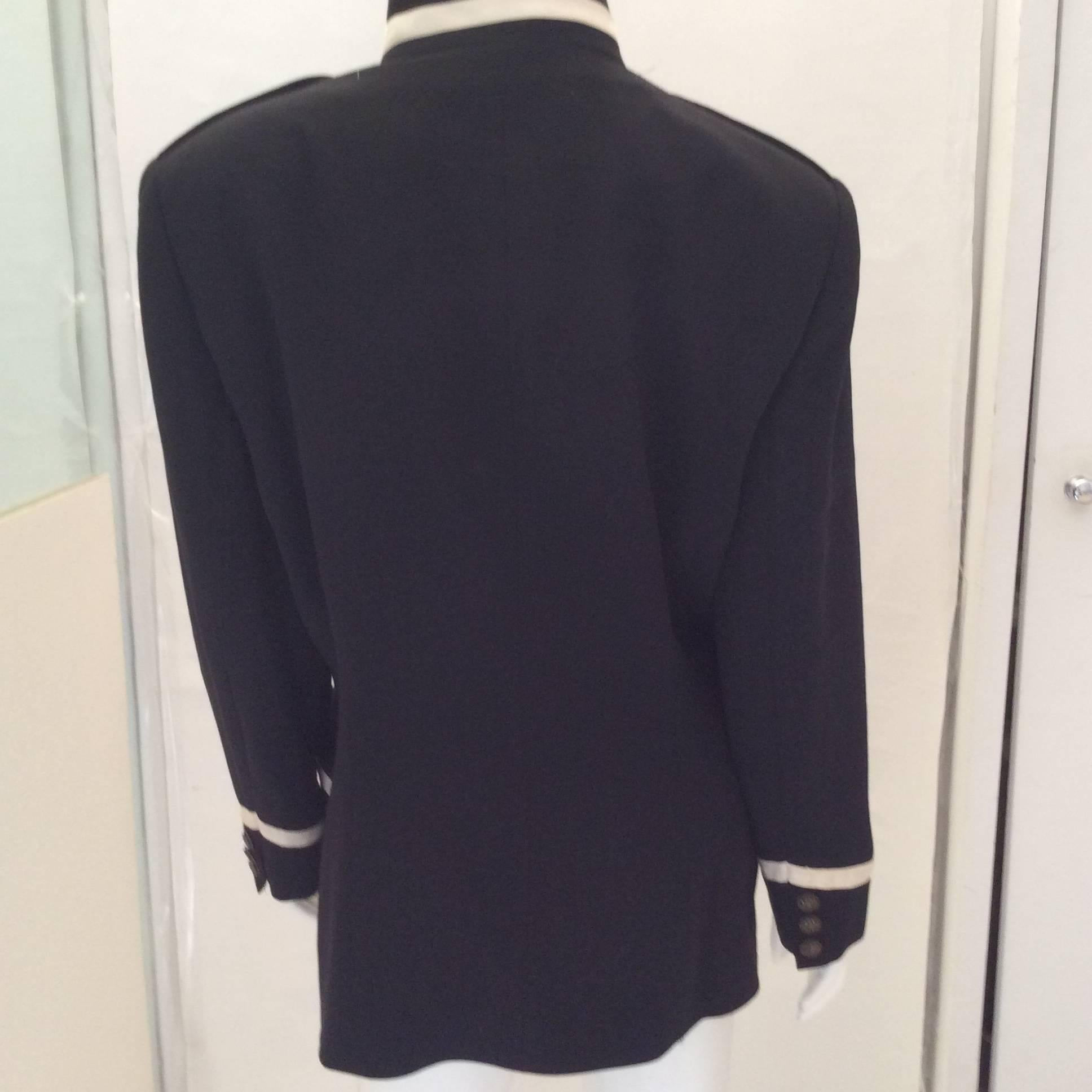 DKNY Donna Karen New York Black Military Style Jacket In Excellent Condition For Sale In Boca Raton, FL