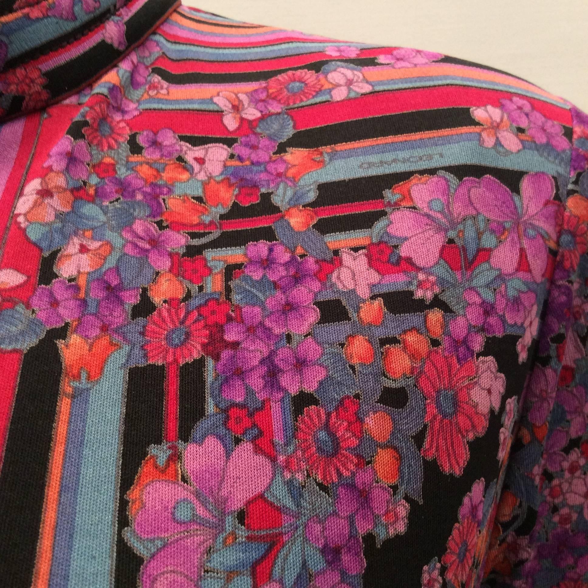 Black and Floral Leonard Dress - 1960's  For Sale 5