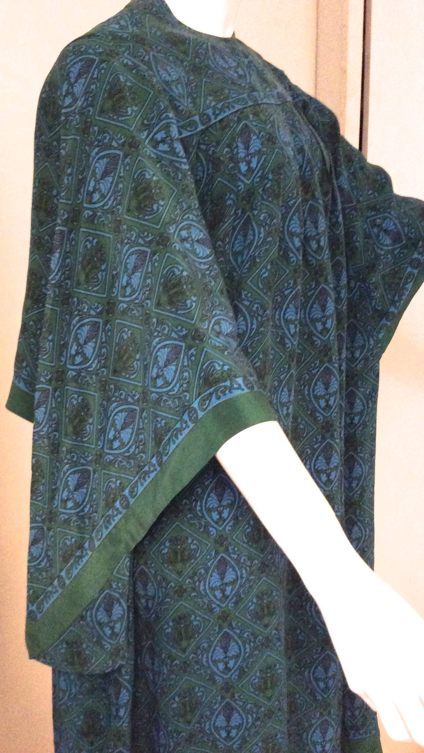 Women's Schiaparelli Silk 1970's Caftan Dress - Rare 