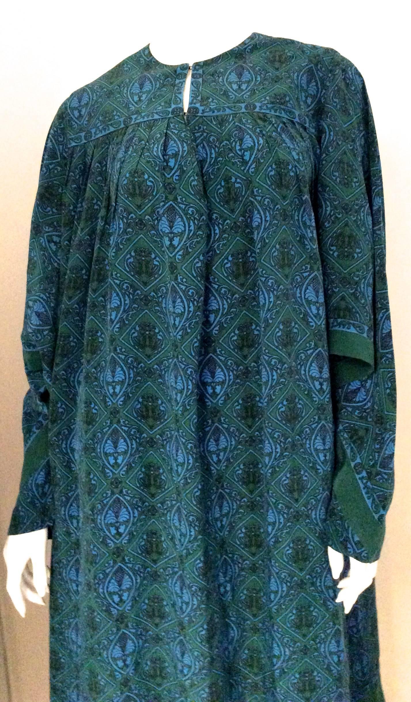 Schiaparelli Silk 1970's Caftan Dress - Rare  4