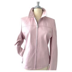 Escada Vintage 1990s Light Pink Leather Women's Short Jacket, France