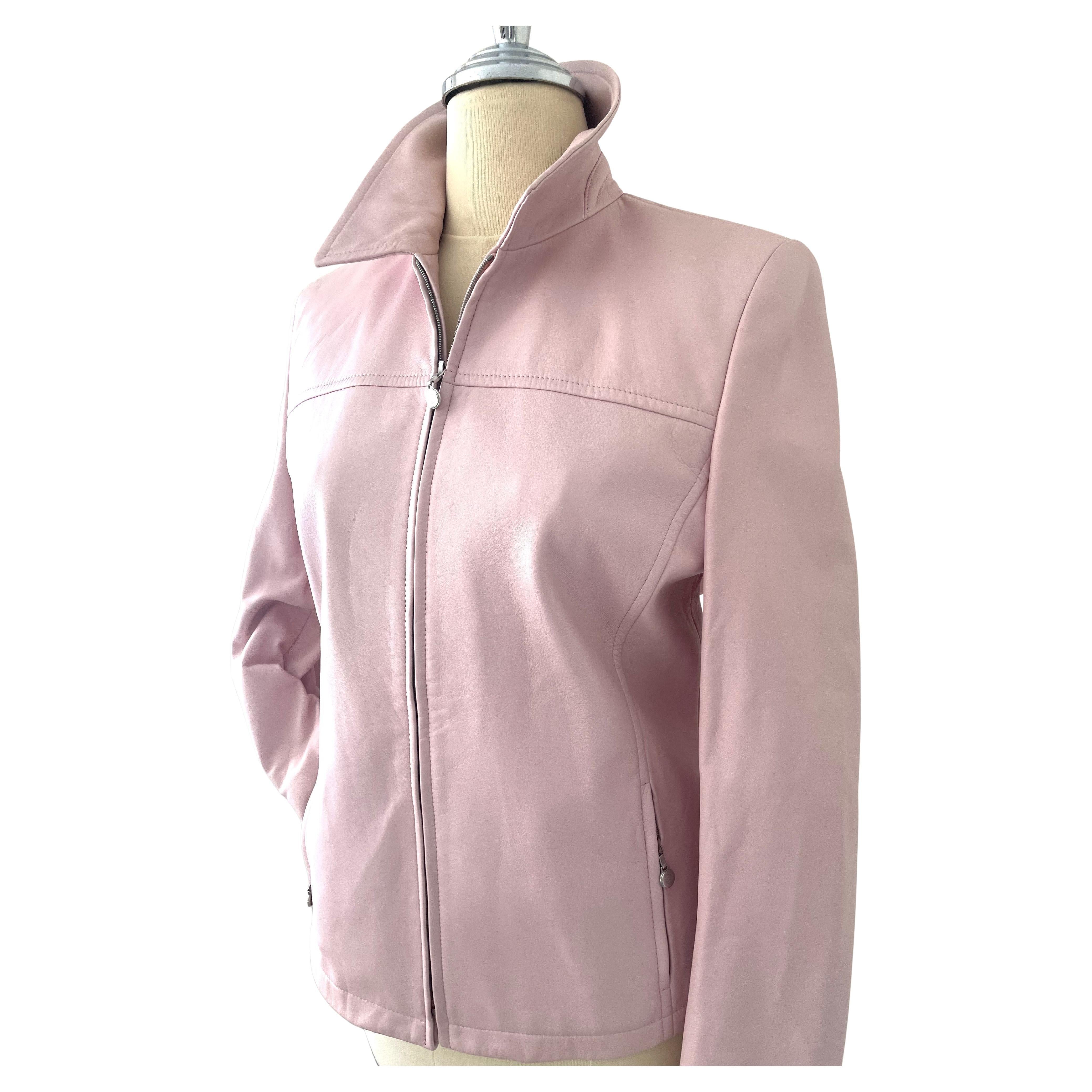 Chaqueta de piel Escada Vintage Rosa Claro