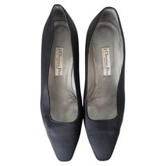 1990s Christian Dior Women's Black Satin Boutique Pumps Size 39.5