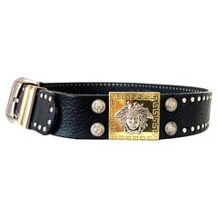 Gianni Versace Belt black studded Medusa head 95/38 from S/S 1992