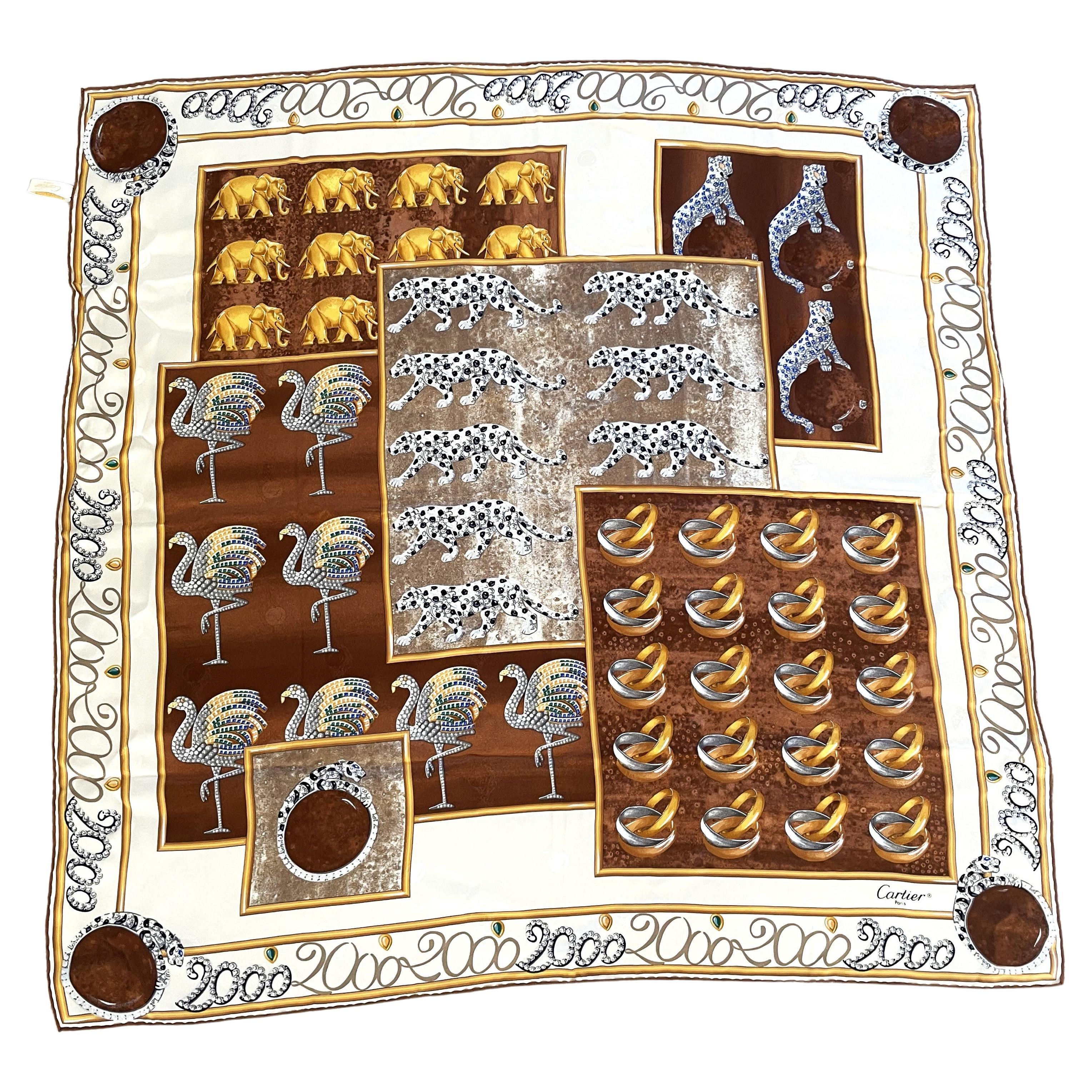 Cartier Silk Scarf Silk 2000 vintage For Sale