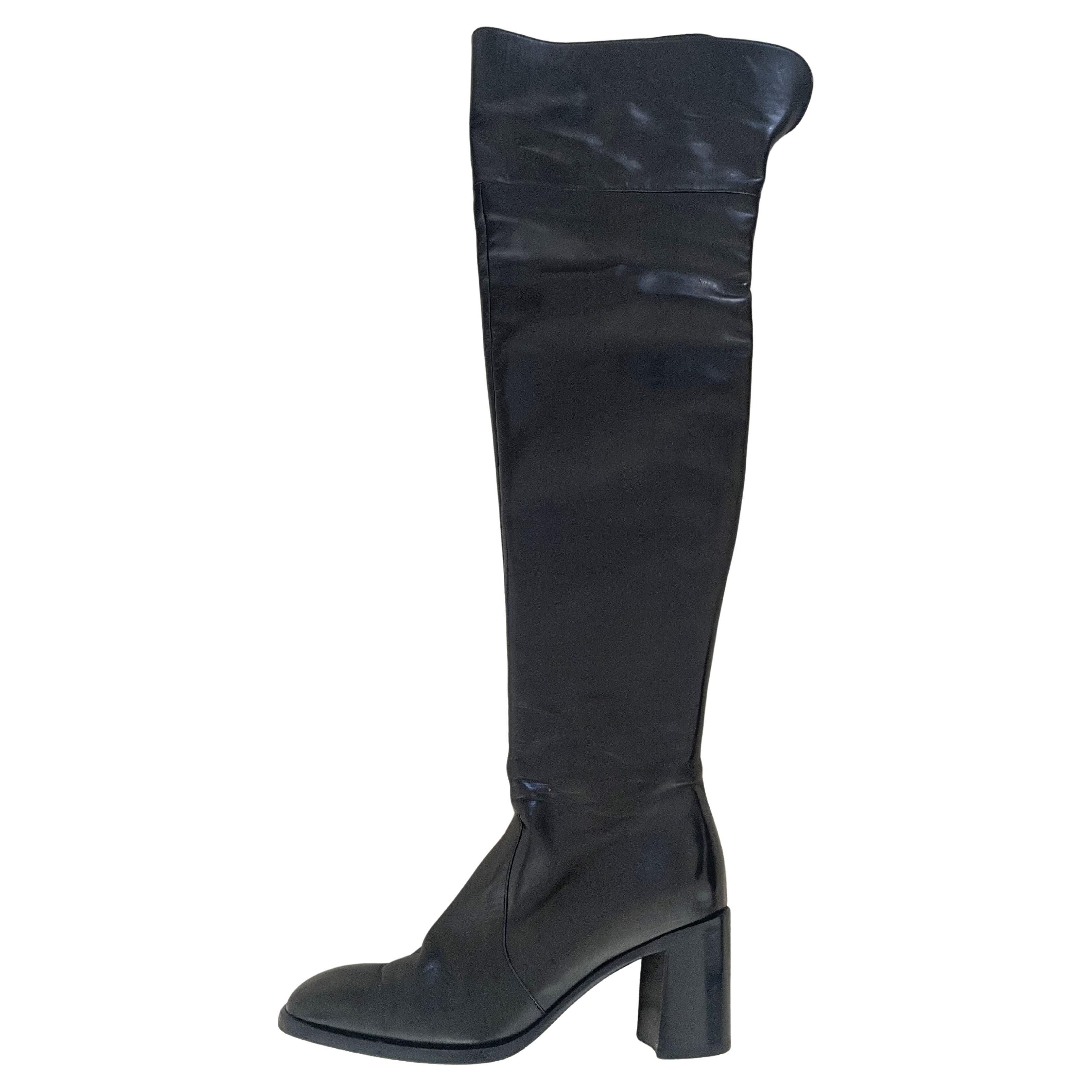 Botas Vintage 90s I Cavallin Over the Knee Cuero Negro talla IT 40
