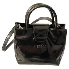 Gianni Versace Couture Vintage 1990s glossy leather Lacquer Black Bag