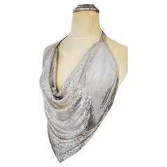 Whiting & Davis Halter Top Vintage Silver-Tone Chainmail 1990s