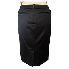 Yves Saint Laurent Rive Gauche 90s Black Cotton Sateen Women's Skirt